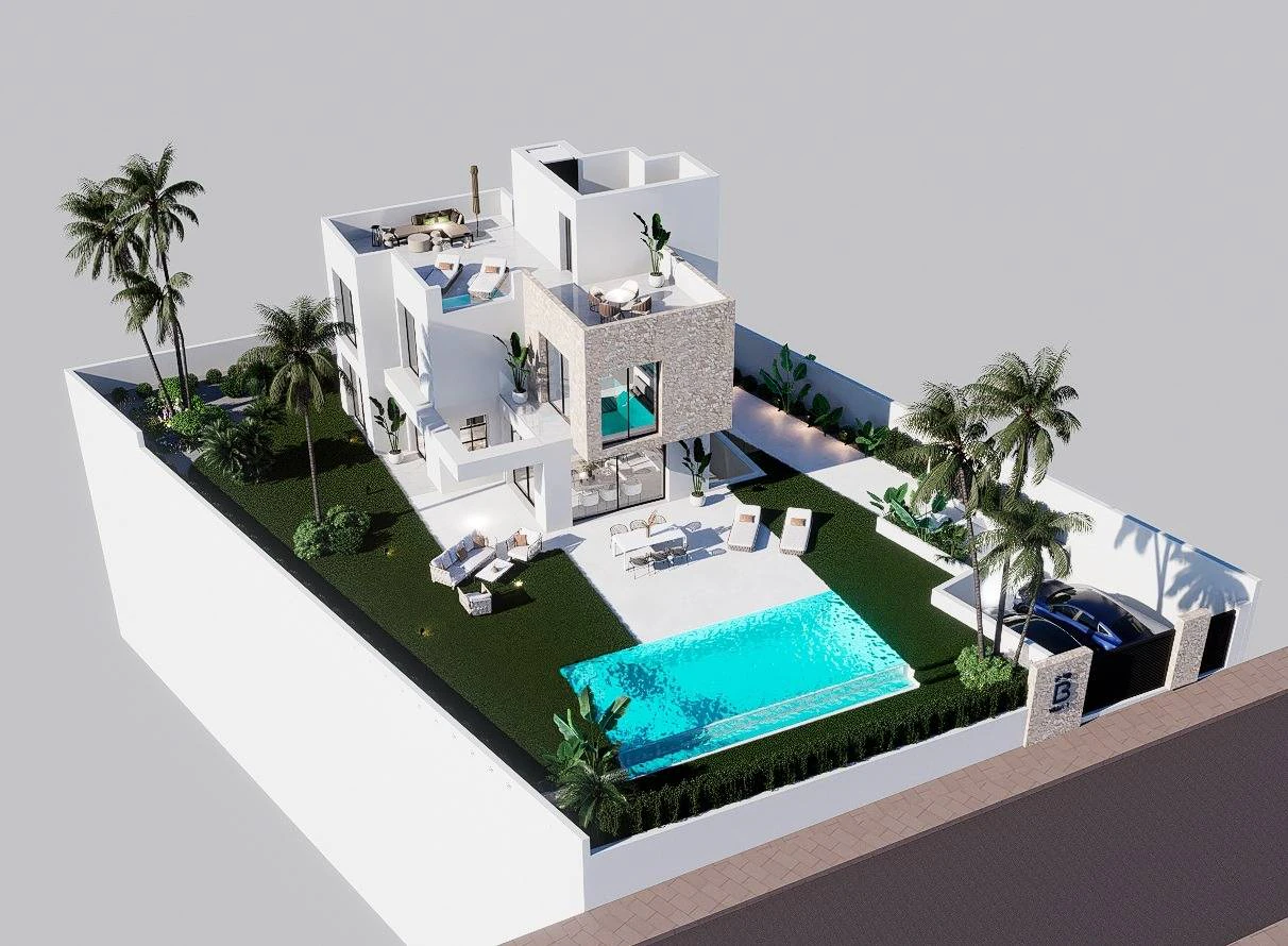 Villa de estilo moderno con vistas al mar y a la montaña en Finestrat