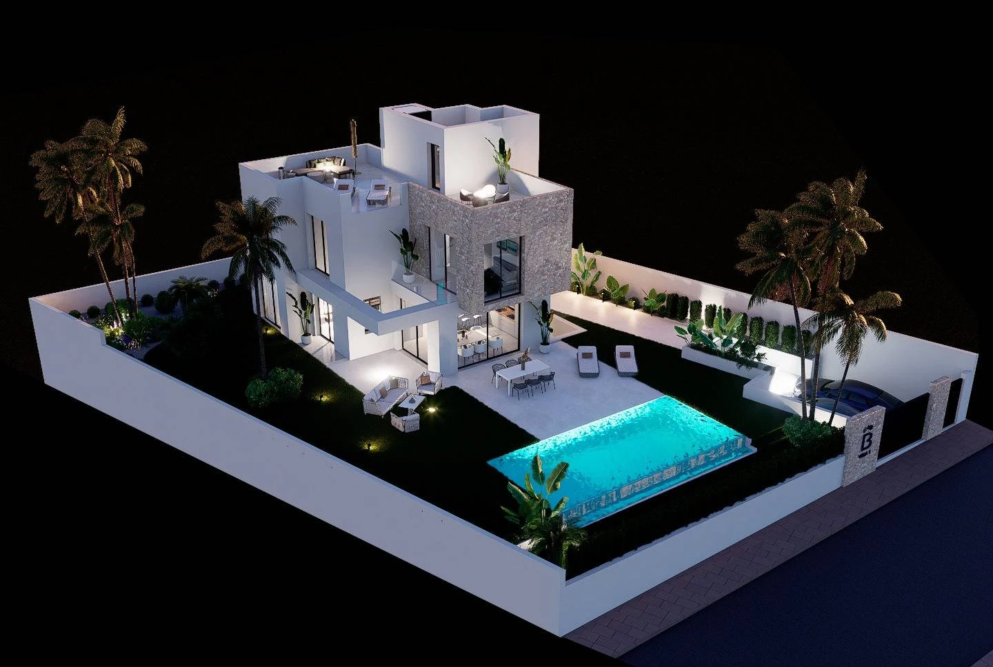 Villa de estilo moderno con vistas al mar y a la montaña en Finestrat