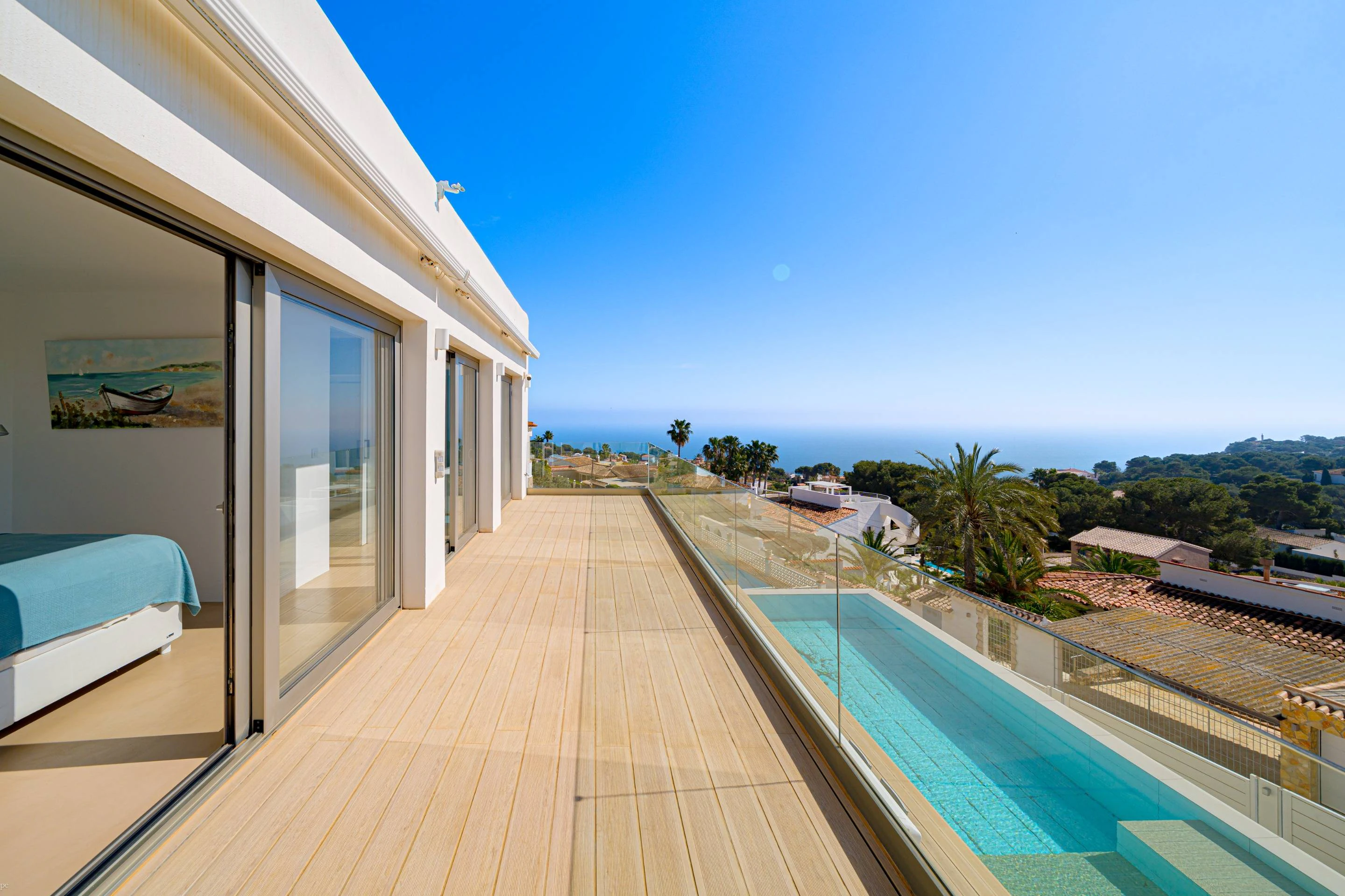 NC6713 - Villa Marian, moderne villa met zeezicht te koop in Javea, Balcon al Mar