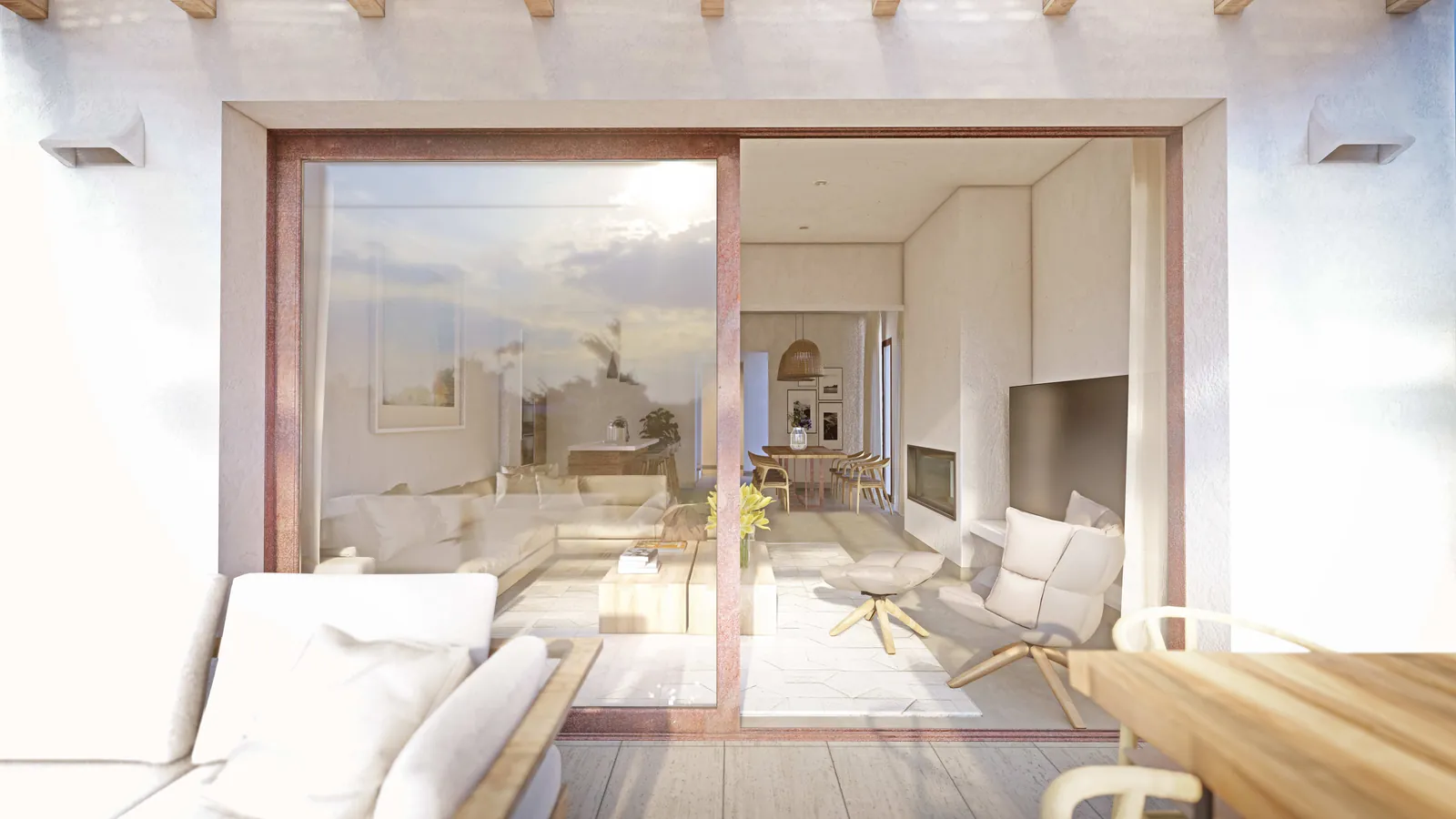 Villa de estilo ibicenco en primera línea de playa en Rabdells, Oliva