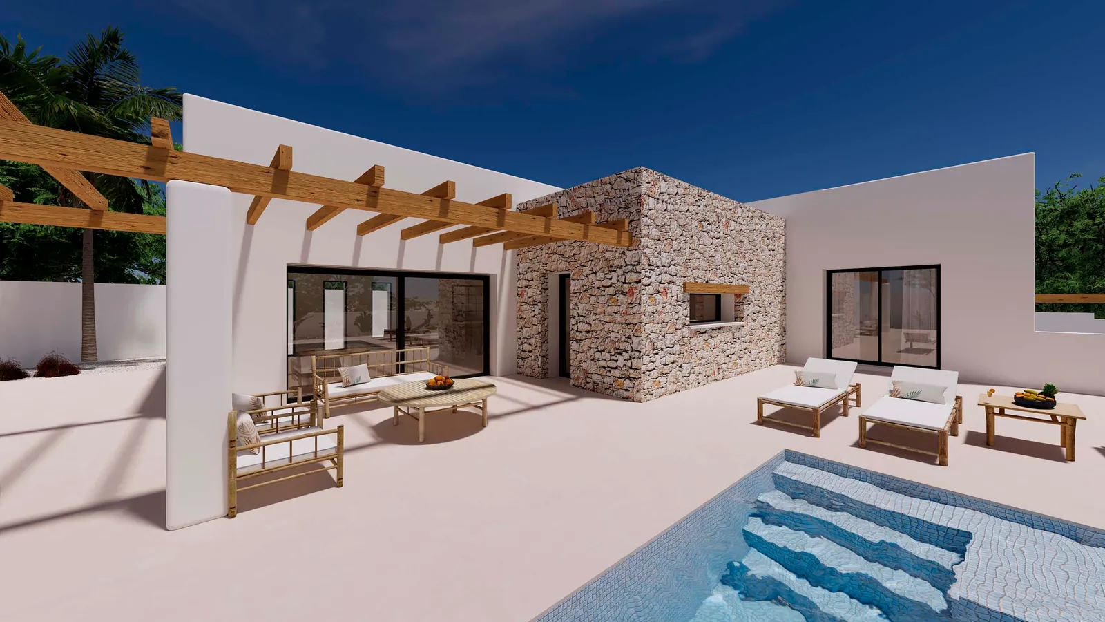 Ebenerdige Villa im Ibiza-Stil in Moraira zu verkaufen