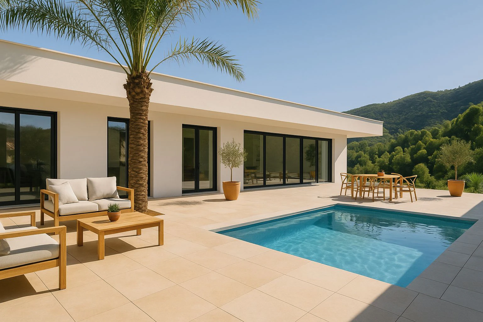 Villa de nueva construcci&oacute;n exclusiva al estilo de Ibiza con piscina y vistas panor&aacute;micas a la monta&ntilde;a en Pedreguer.