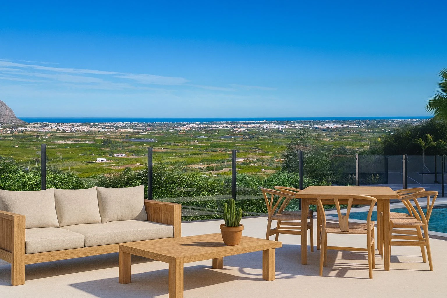 Villas de un solo nivel con vistas al mar en construcción en Pedreguer