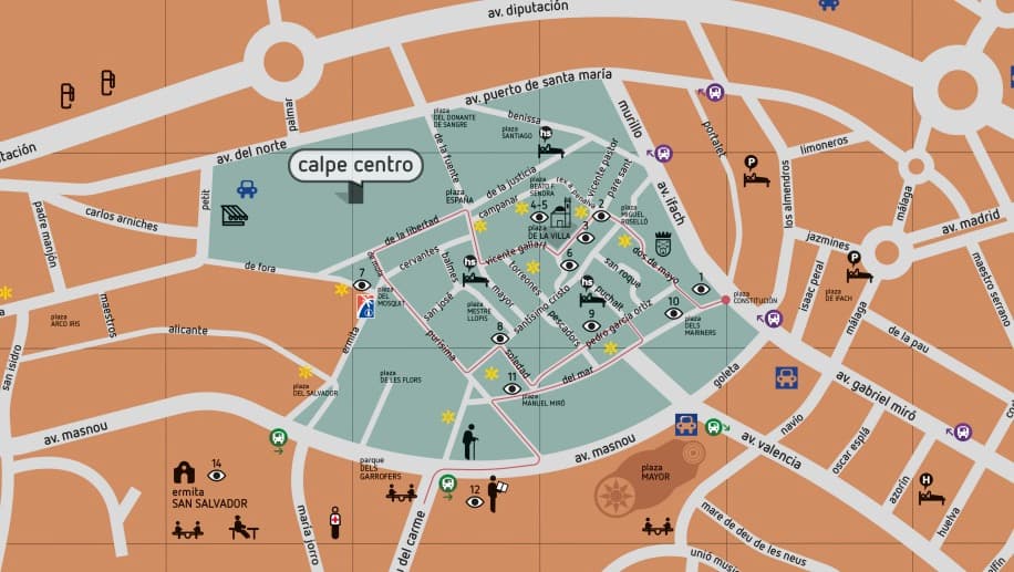 Mapa y fotos de casco antiguo de Calpe