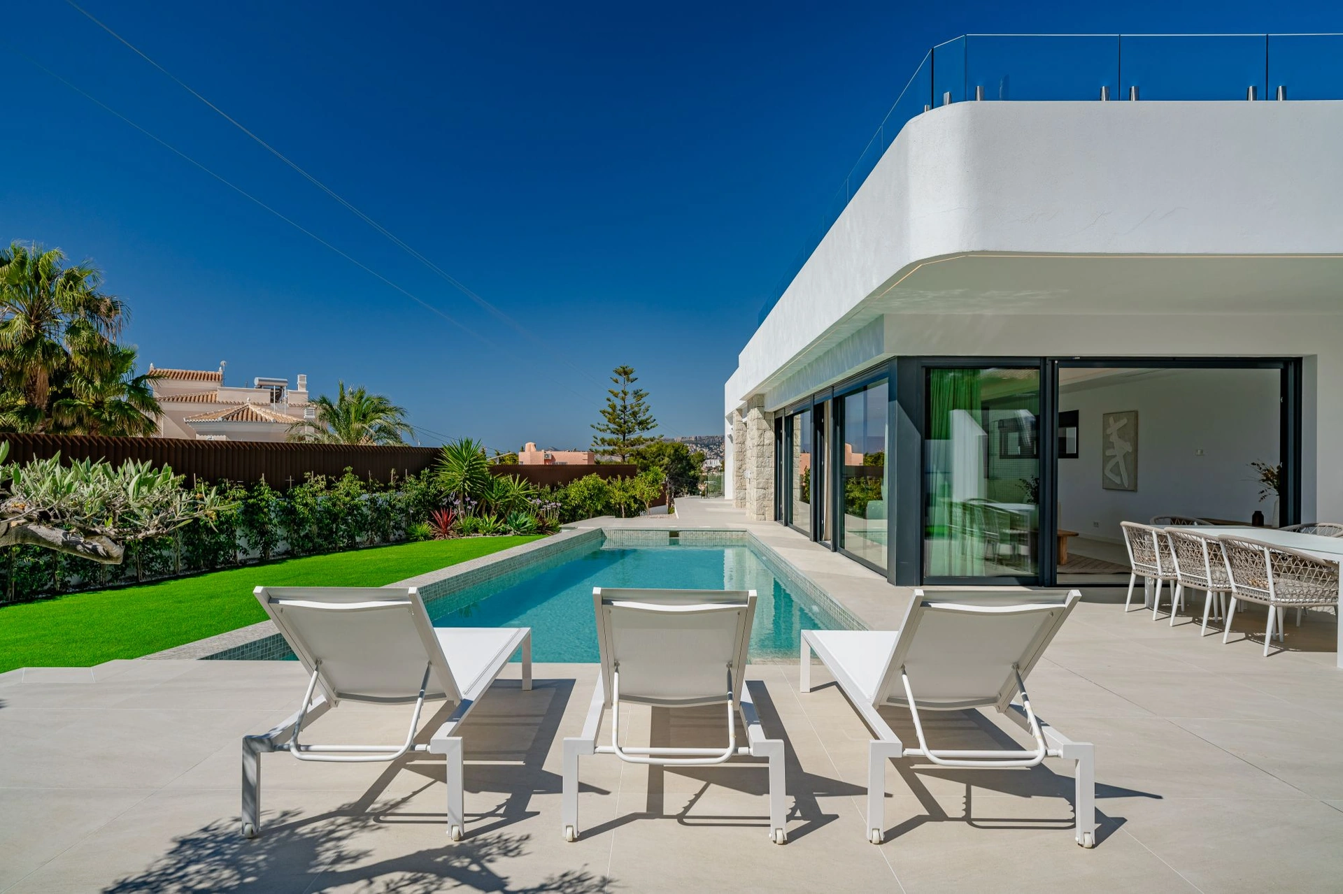 Luxury villa inspired by Ibiza with sea views and a rooftop oasis for sale in Calpe.