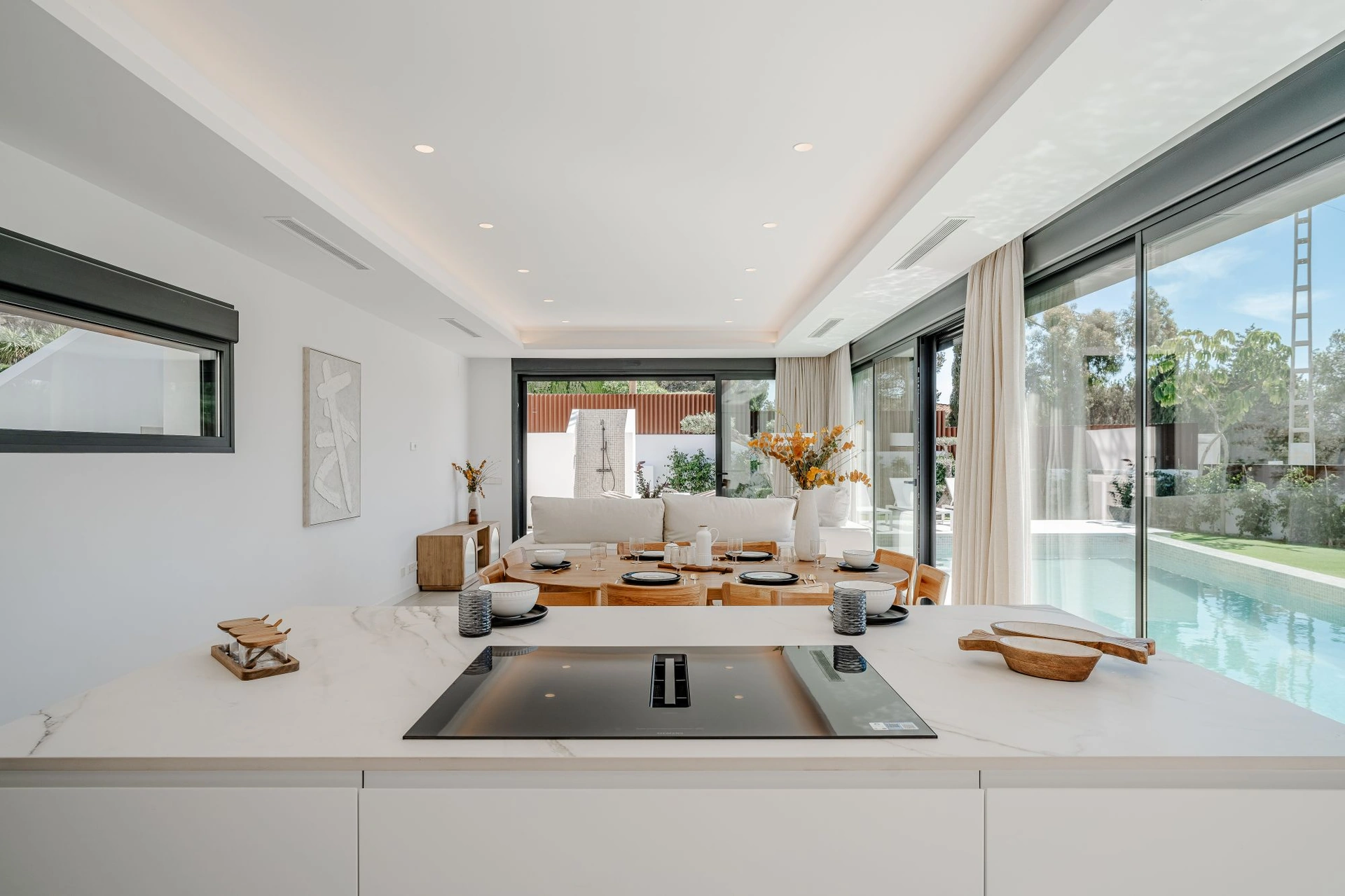 Luxury villa inspired by Ibiza with sea views and a rooftop oasis for sale in Calpe.