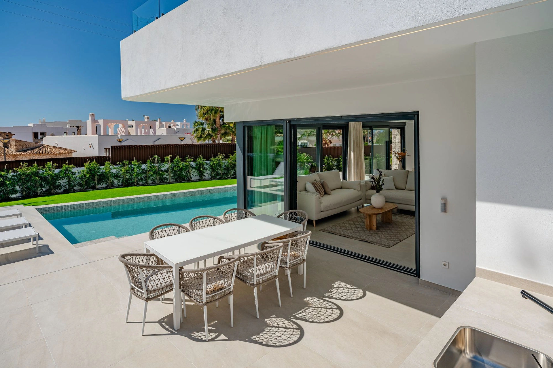 Luxury villa inspired by Ibiza with sea views and a rooftop oasis for sale in Calpe.