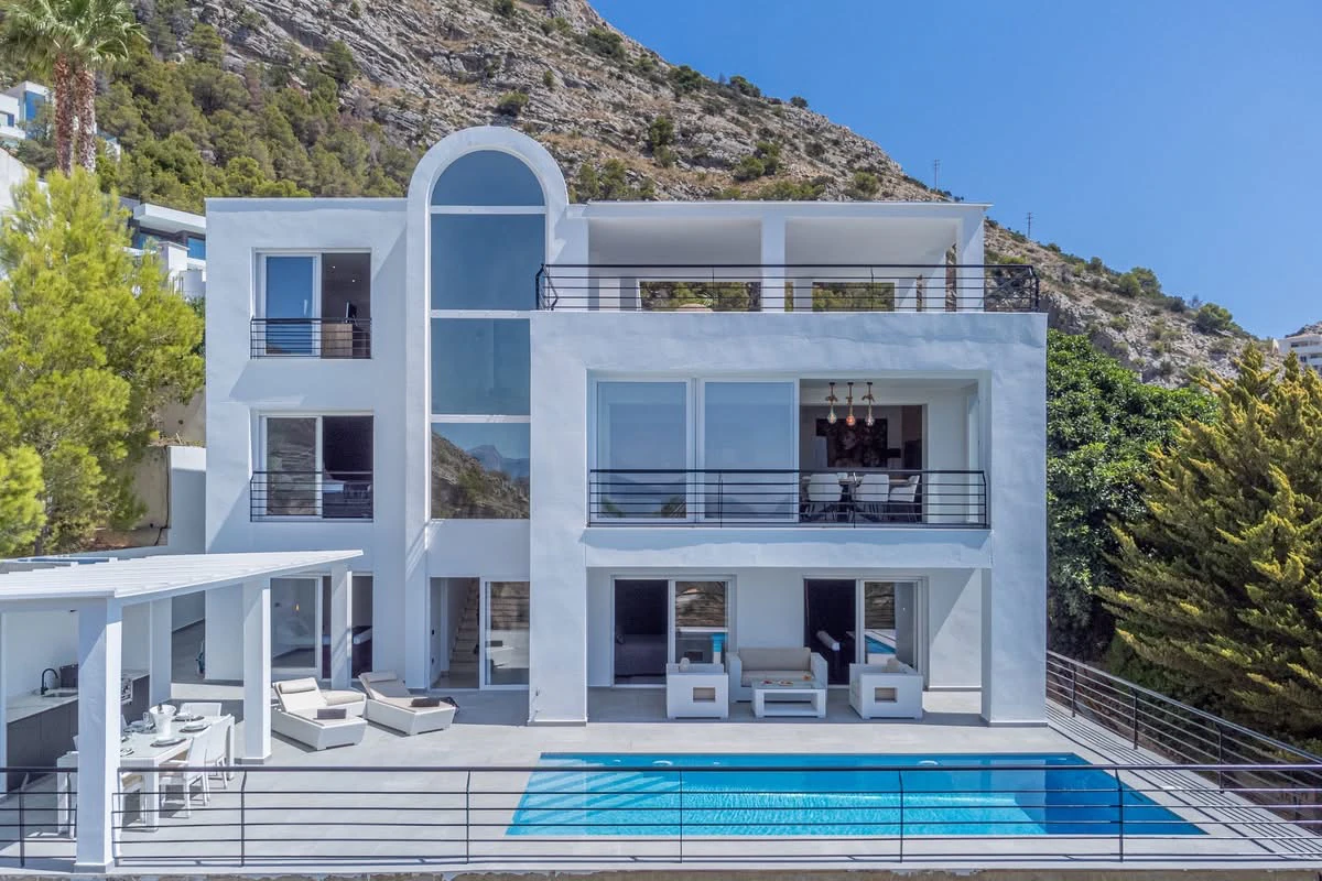 Designer villa with endless views of the Costa Blanca for sale in Altea Hills.