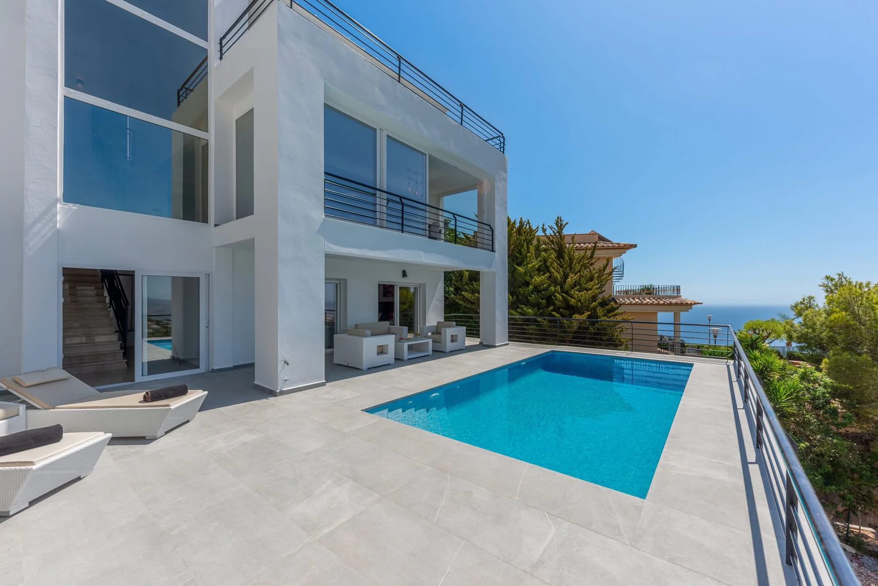 Designer villa with endless views of the Costa Blanca for sale in Altea Hills.