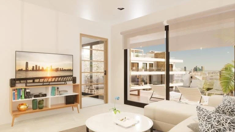 Apartament nou exclusiv, mobilat, cu grădină privată și piscină privată de vânzare în Finestrat / Benidorm.