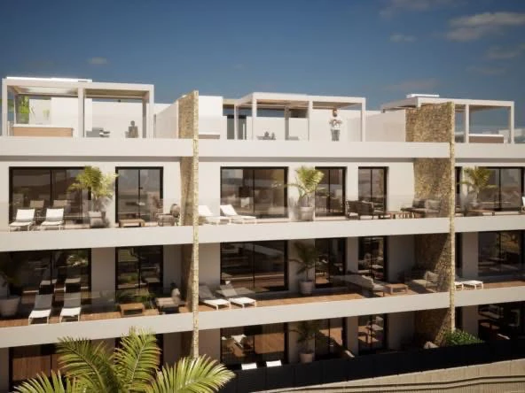 Apartament nou exclusiv, mobilat, cu grădină privată și piscină privată de vânzare în Finestrat / Benidorm.
