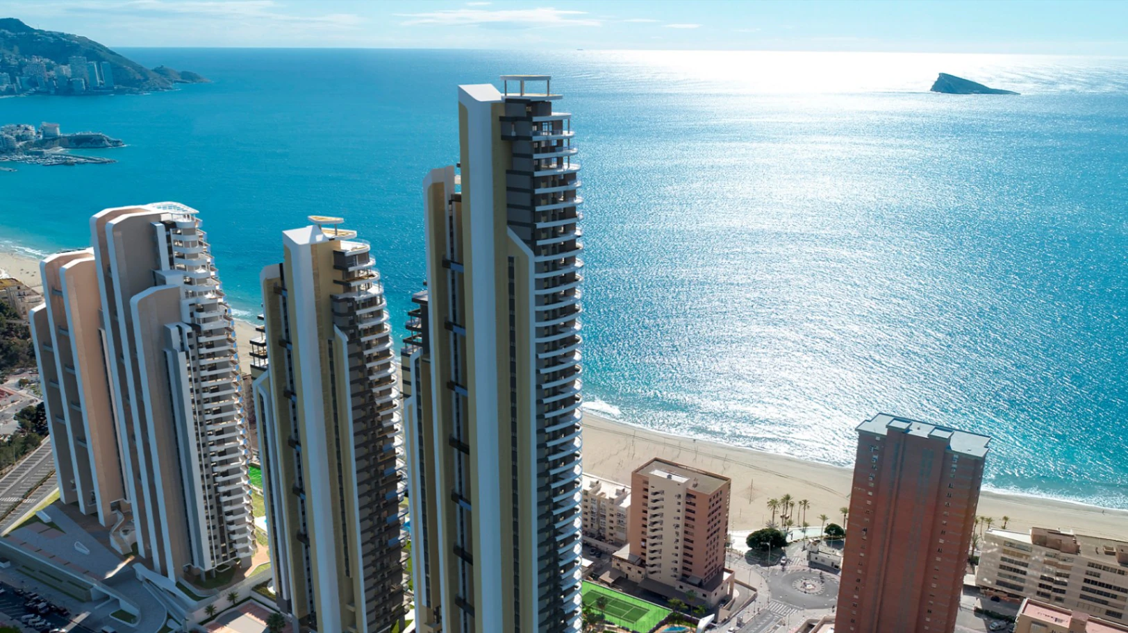 One-bedroom apartment with endless views of the Mediterranean in the exclusive Sunset Sailor residential area in the Poniente zone, Benidorm.