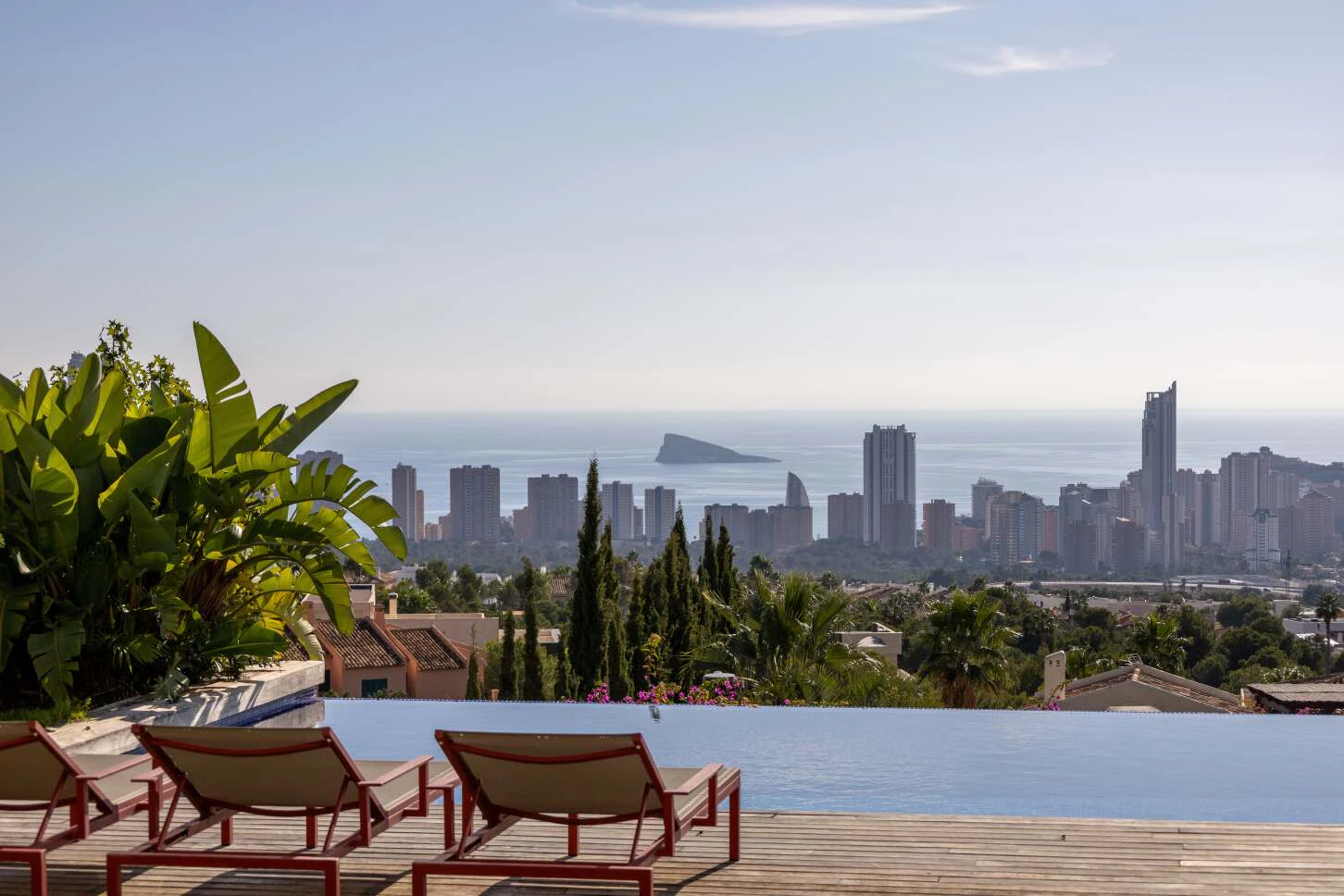 Luxury Ibizan-inspired villa with panoramic sea views in Sierra Cortina, Finestrat, Costa Blanca.