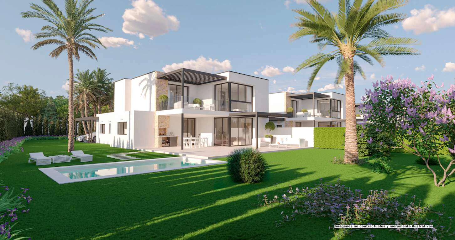 Moderne nieuwbouwvilla met een eigen perceel nr. 3 en een privézwembad in een exclusieve urbanisatie in de omgeving van La Nucía, Costa Blanca.