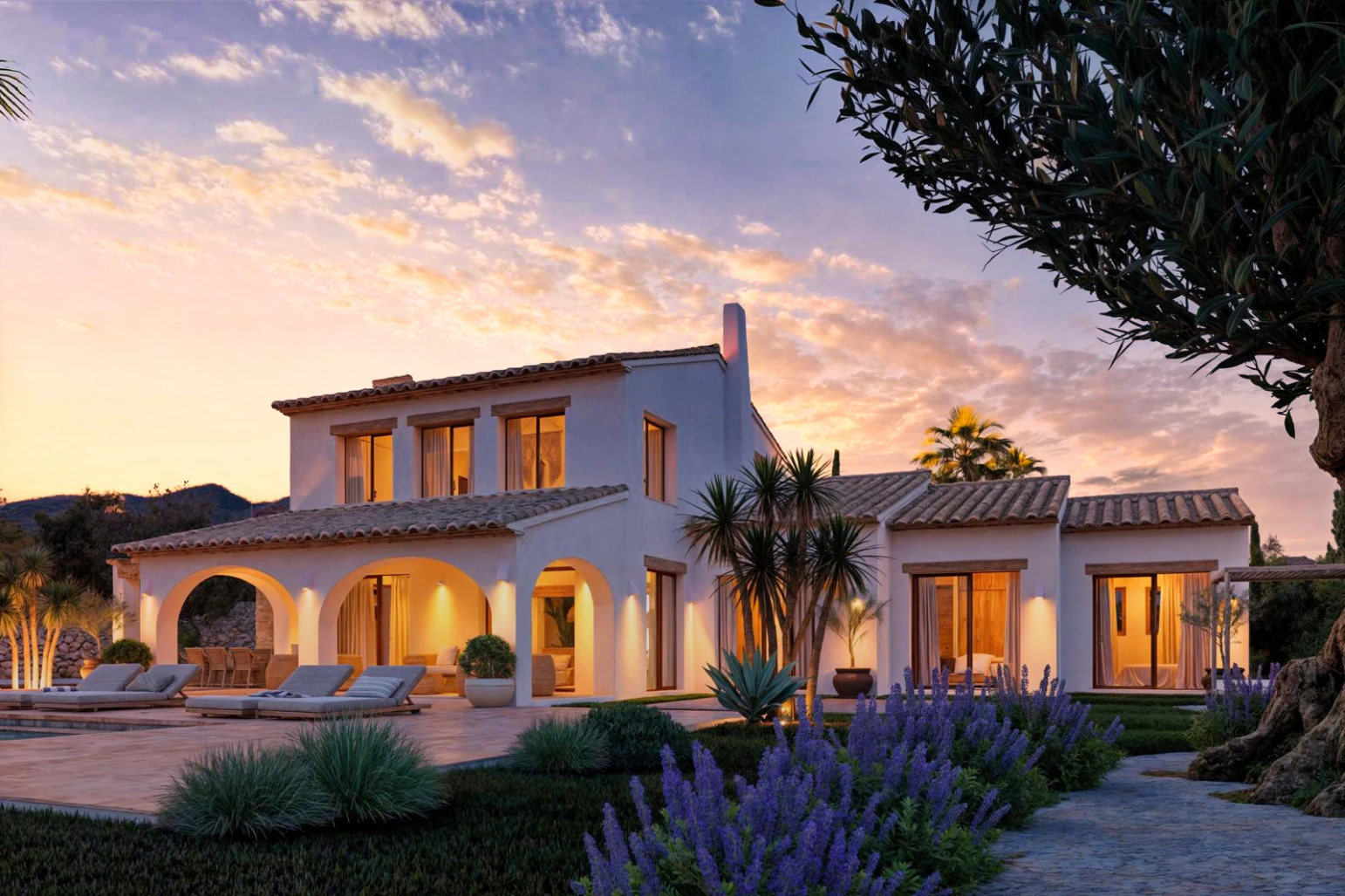 Rustieke mediterrane luxe villa met uitzicht op zee en de bergen in Benimarco