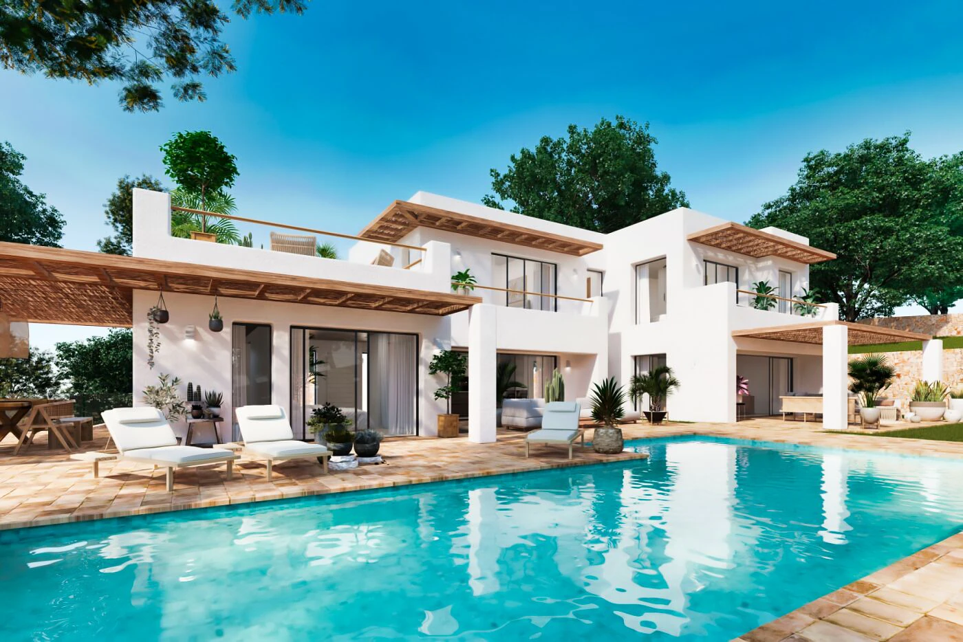 Magnifieke villa in Ibiza-stijl met uitzicht op zee in Jávea