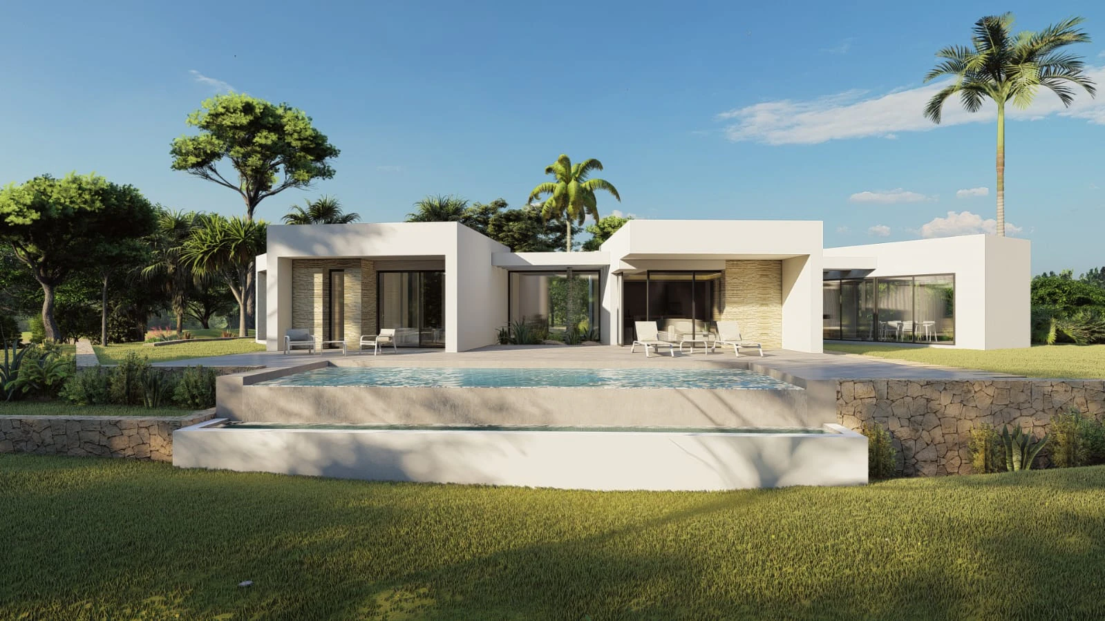 Grondstuk in Callosa d'en Sarria van 16.000 m² met vergunning, begonnen bouw en uitzicht op zee en bergen