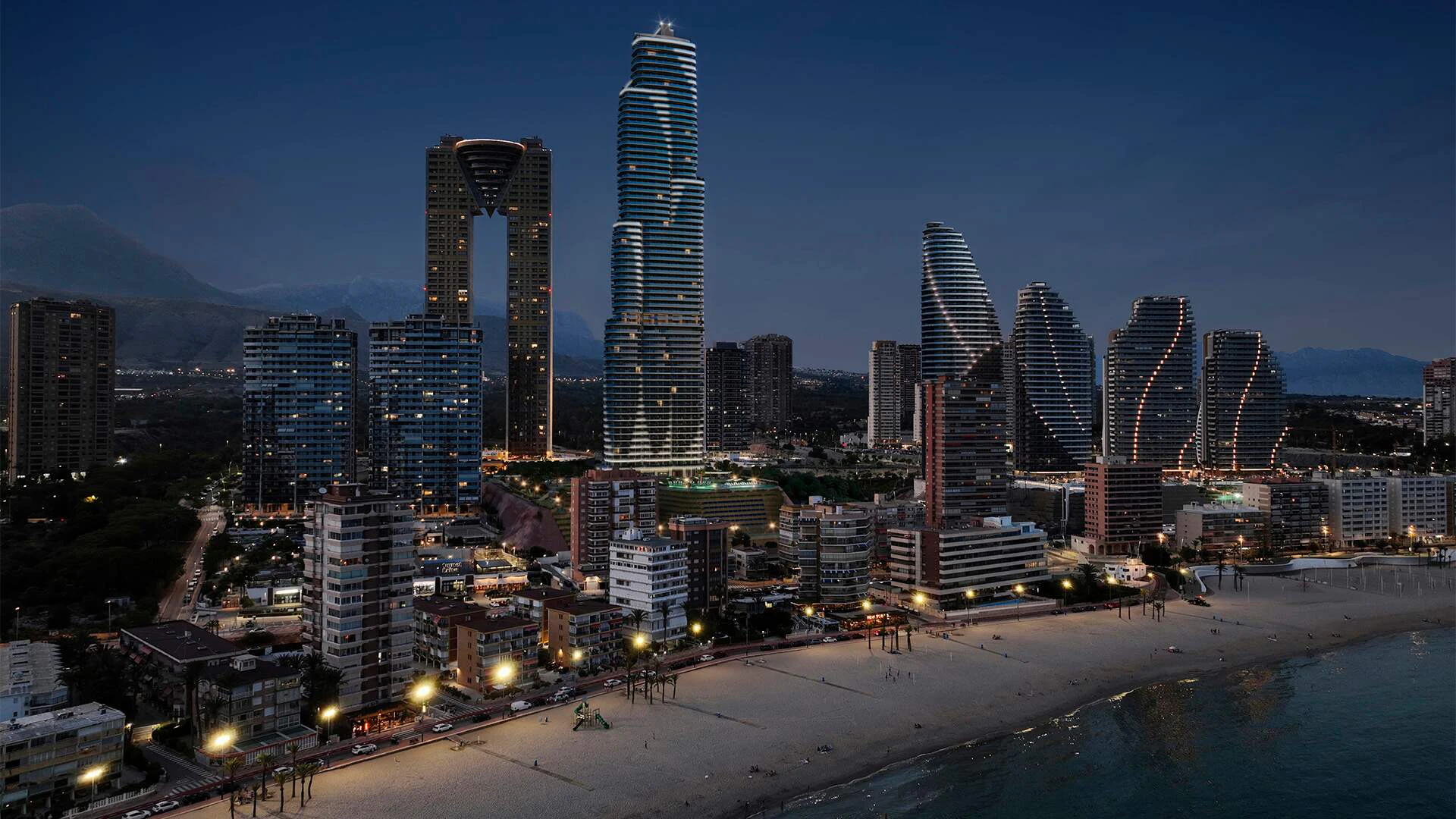 Luxury new build apartment in the tallest residential building in Europe, on Poniente Beach, Benidorm.