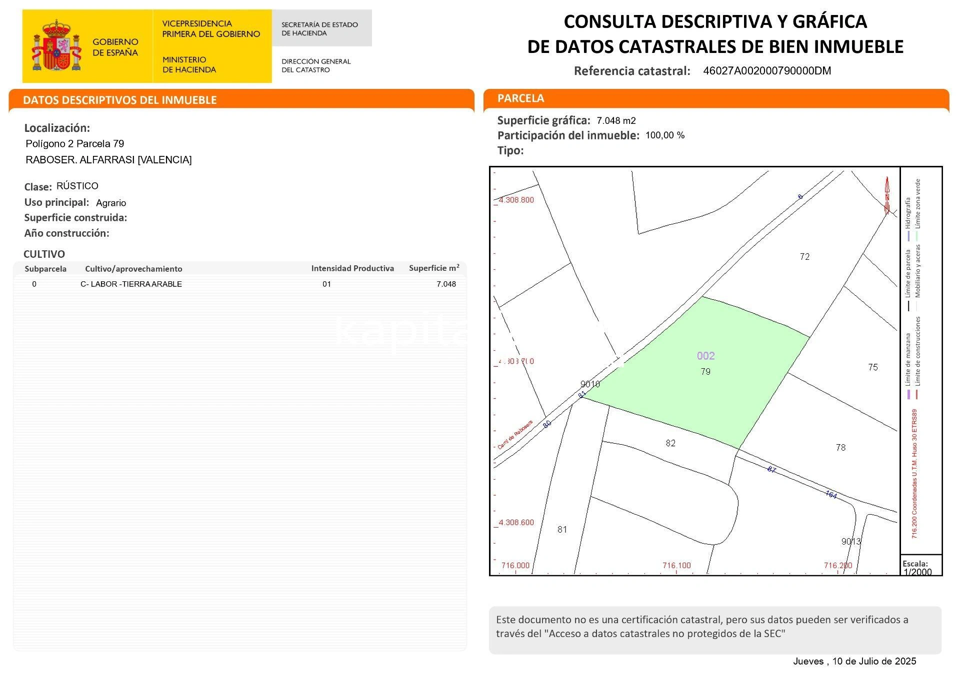 10000 - Parcelas a la venta en Bufali, Montaverner y Alfarrasi