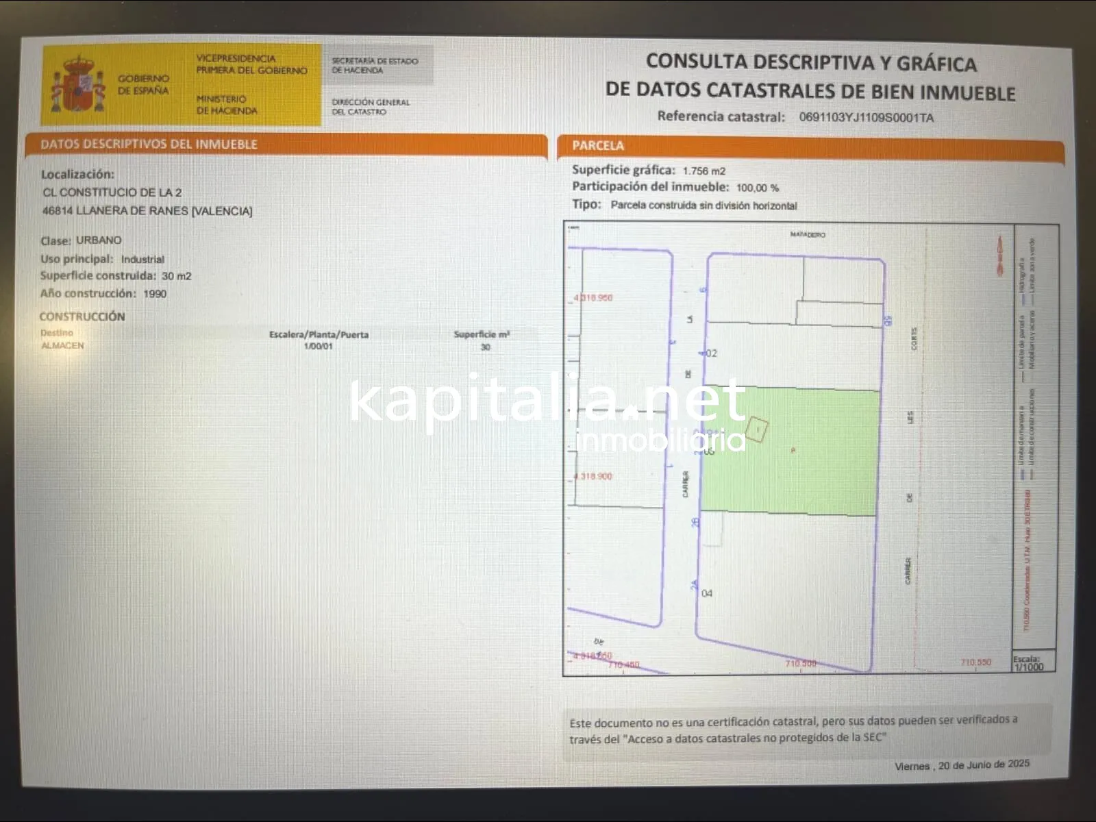 09970 - SUELO URBANO A LA VENTA EN LLANERA DE RANES