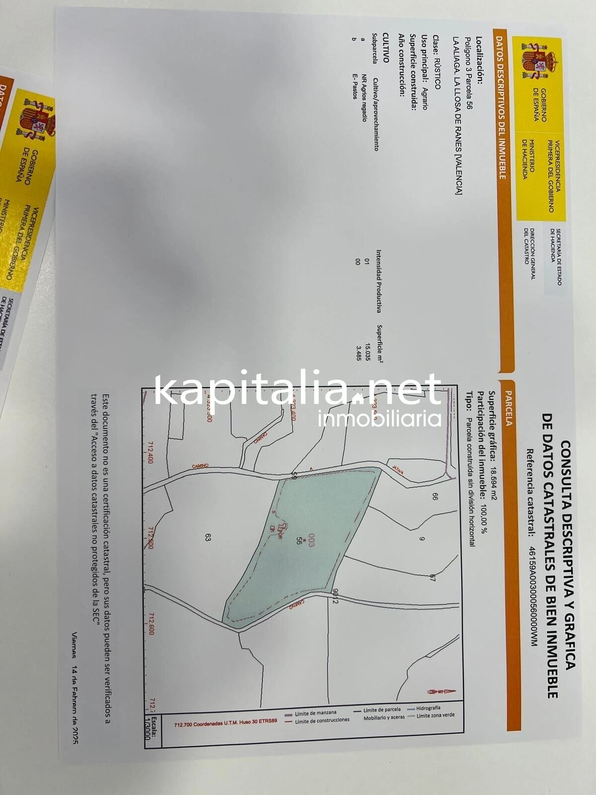 09780 - FINCA DE NARANJOS A LA VENTA EN LA LLOSA DE RANES