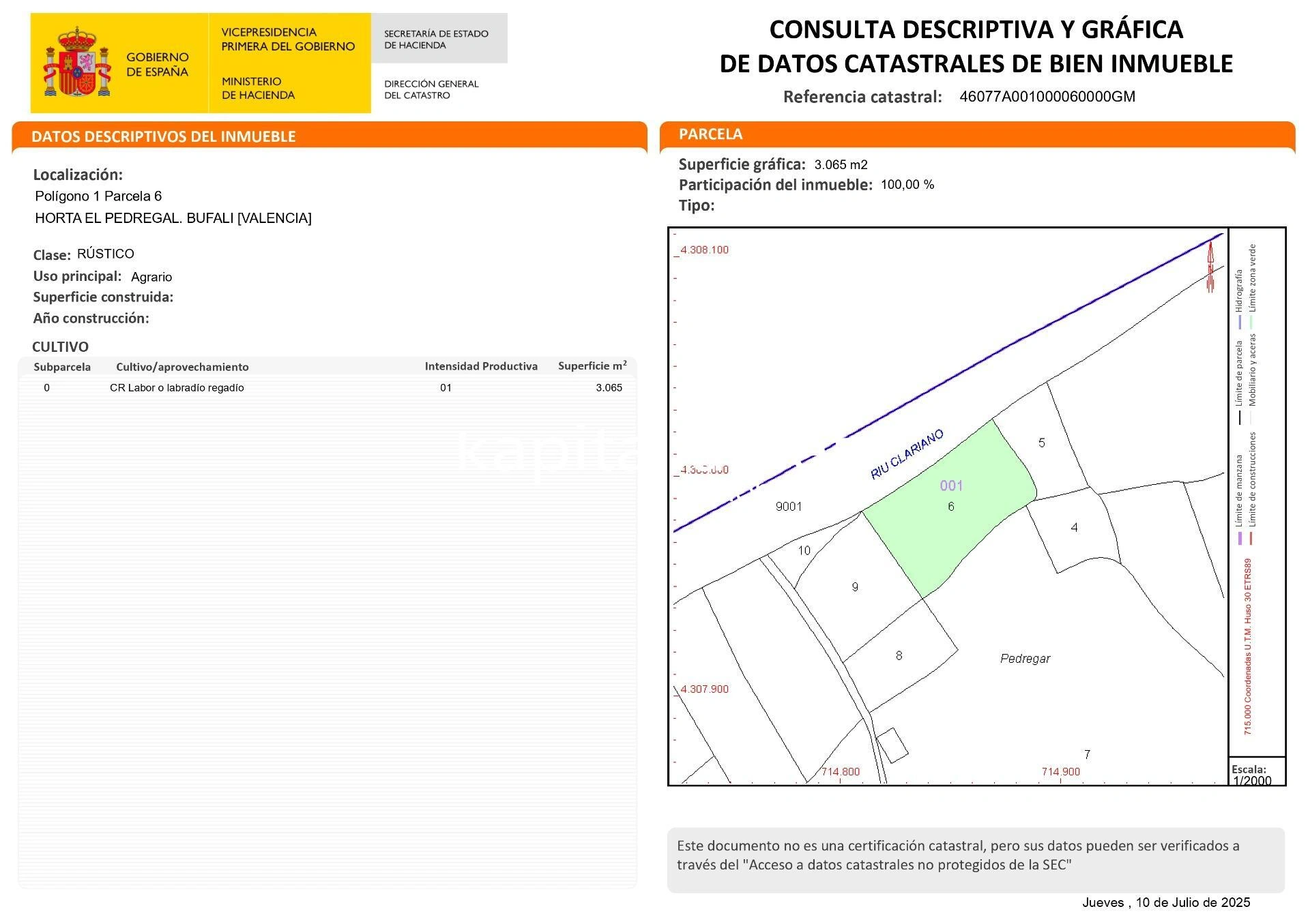 10000 - Parcelas a la venta en Bufali, Montaverner y Alfarrasi