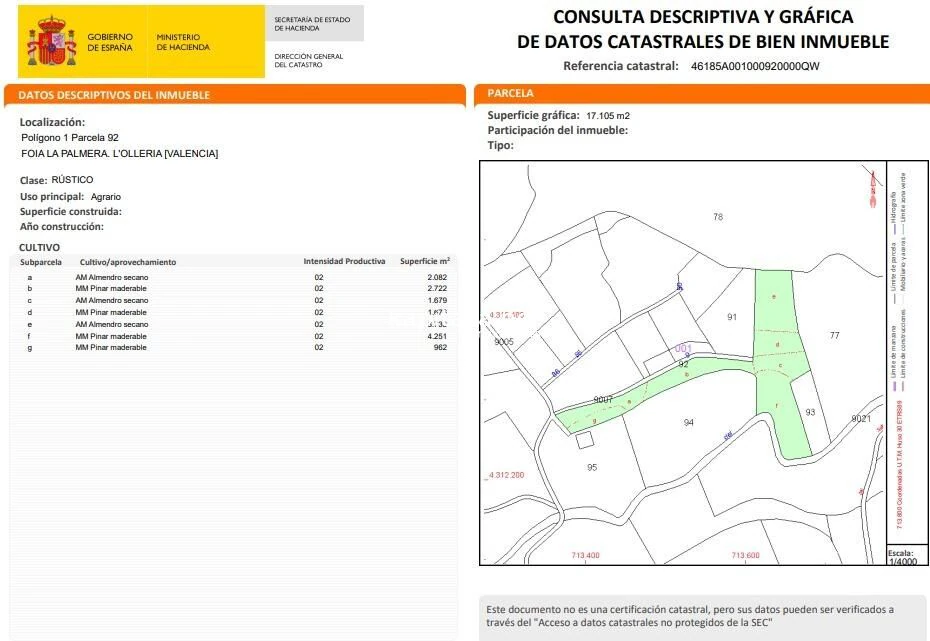 Terreno a la venta en Olleria