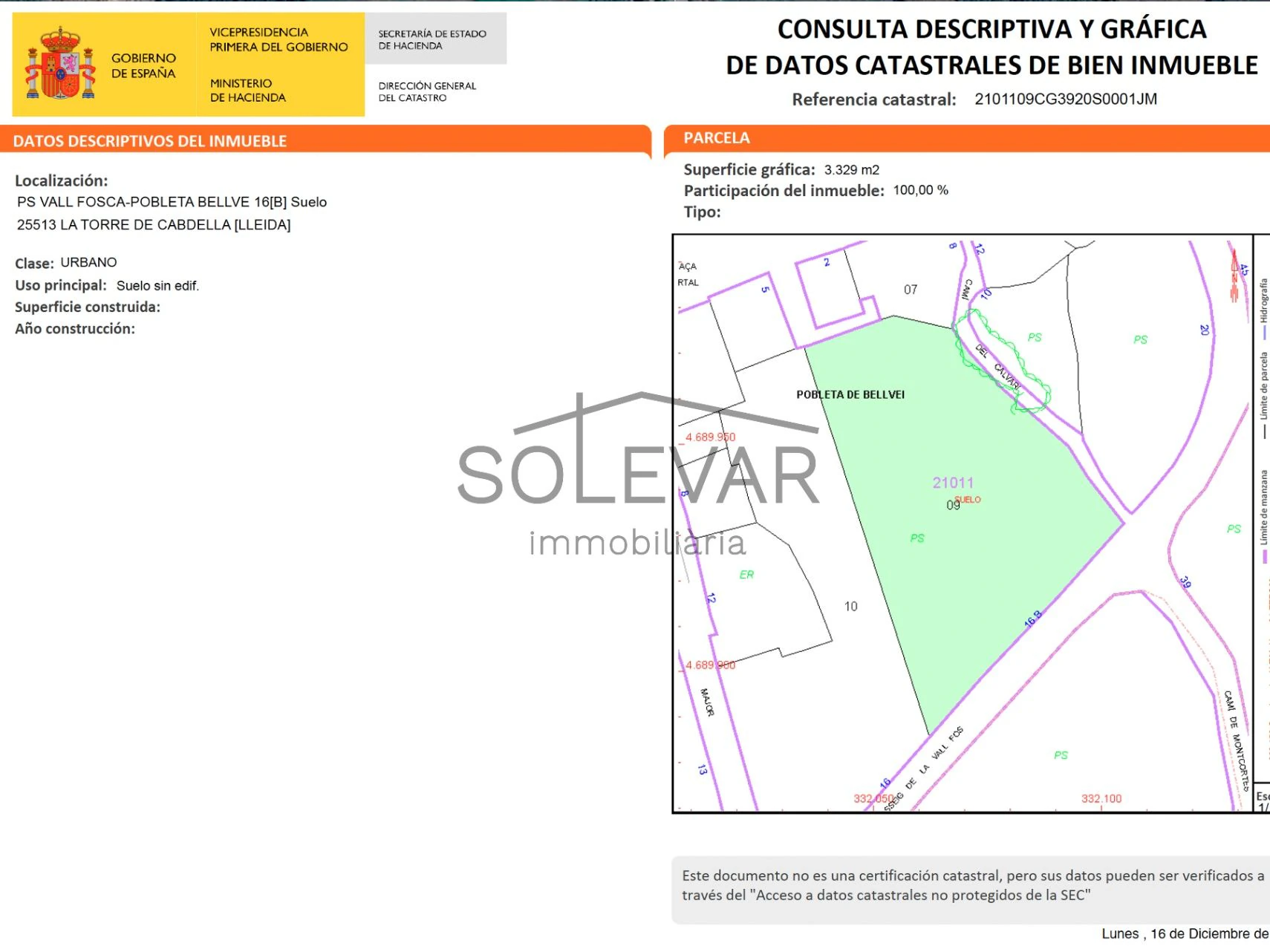 MAGNÍFICO TERRENO URBANO EN LA POBLETA DE BELLVEI