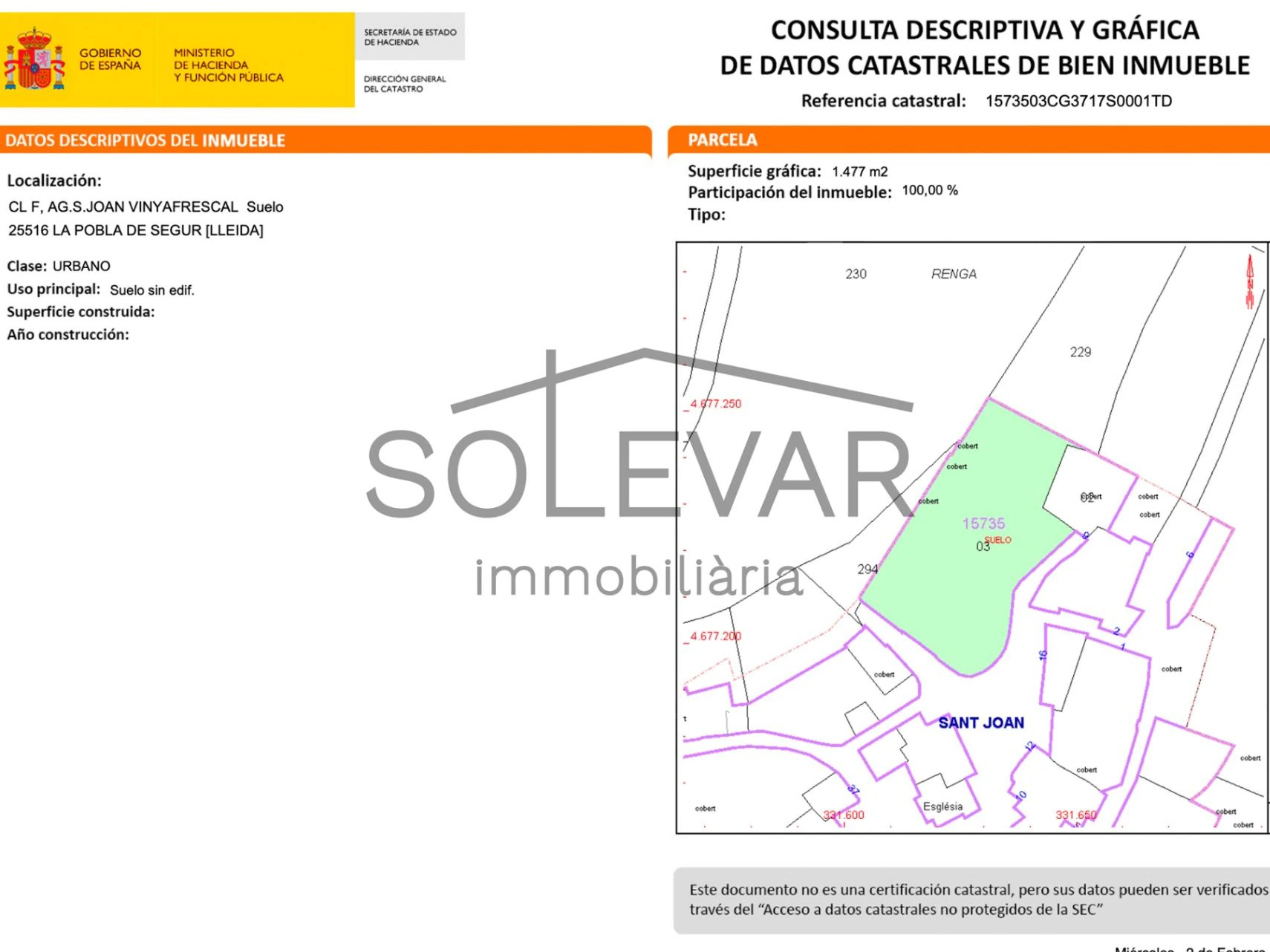 TERRENO URBANO EN SANT JOAN DE VINYAFRESCAL, PALLARS JUSSÀ