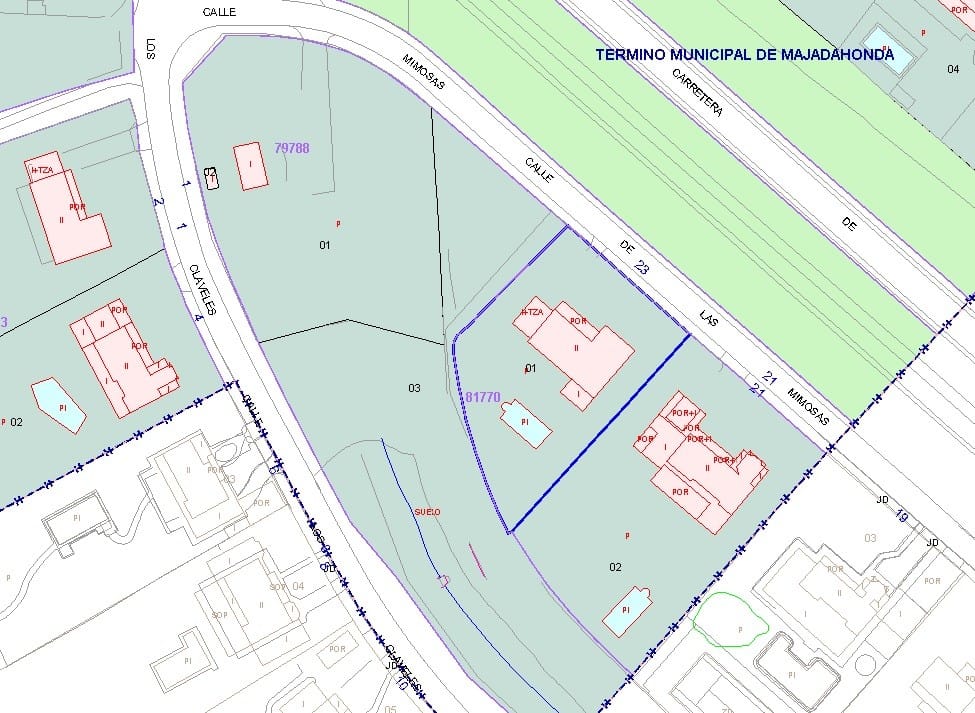 The excess buildable area of a property in Spain.