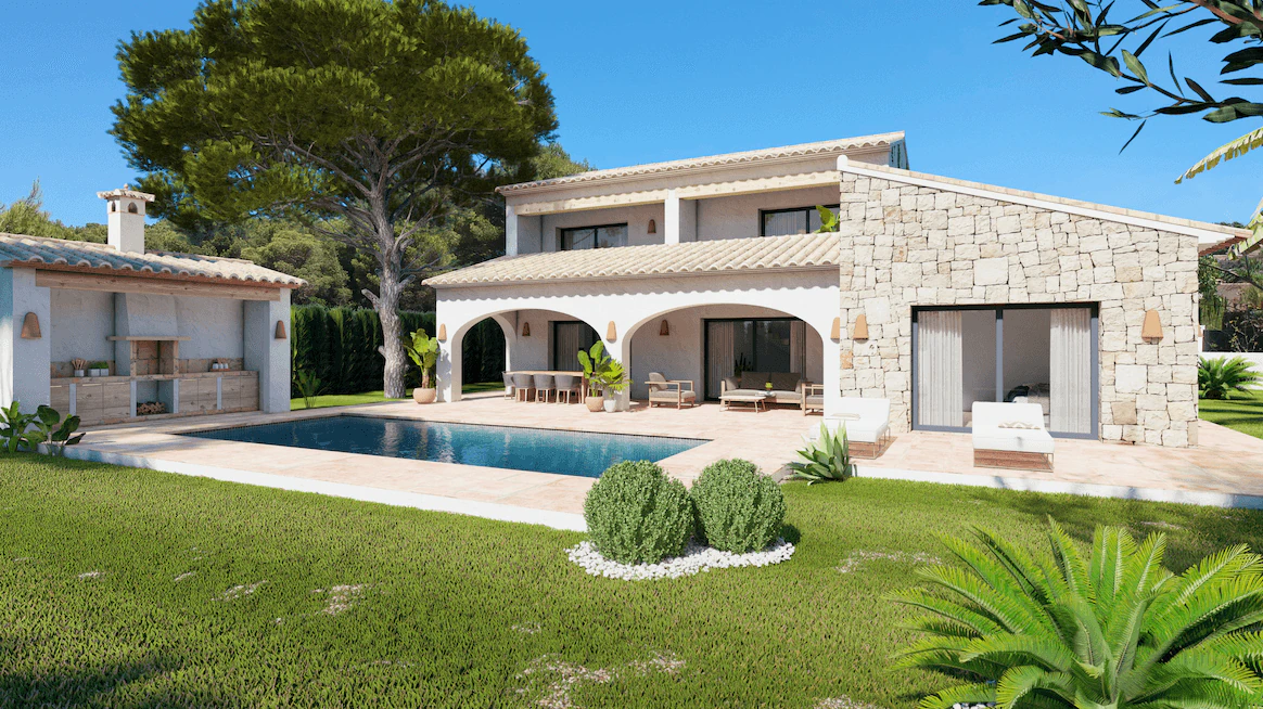 BH1319C - Neubau-Villa im Ibiza-Stil in Javea zu verkaufen