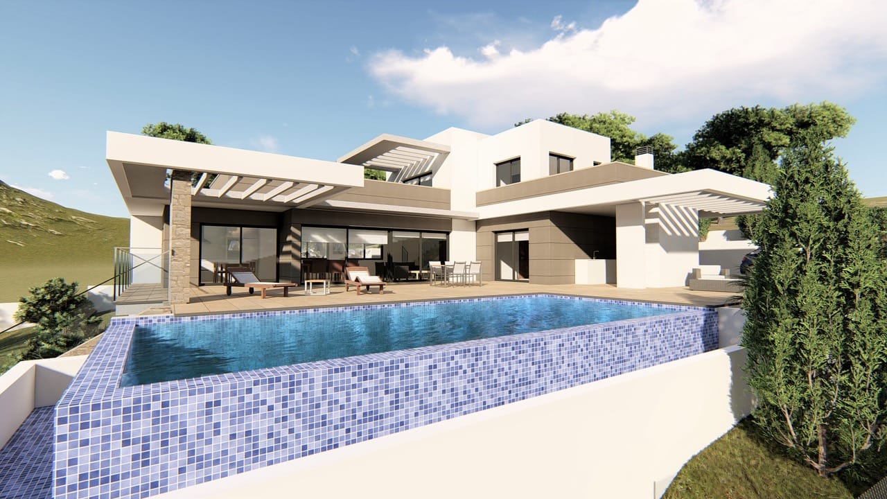 Fantástico proyecto de villa moderna con licencia y vistas al mar