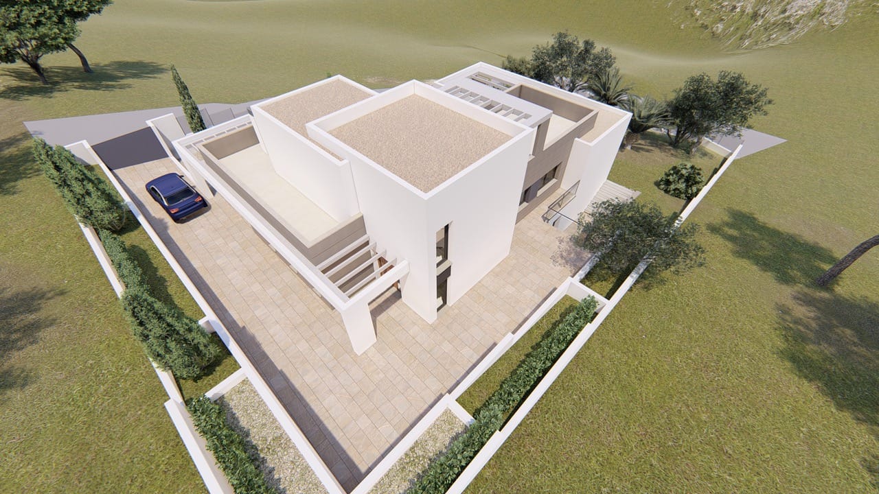 Fantástico proyecto de villa moderna con licencia y vistas al mar
