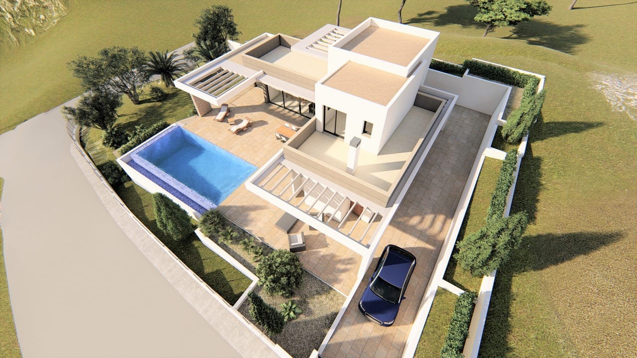 Fantástico proyecto de villa moderna con licencia y vistas al mar