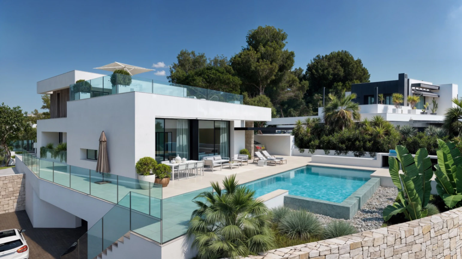 Villa Moderna en venta en Moraira Costa Blanca con vistas al mar y a las montañas
