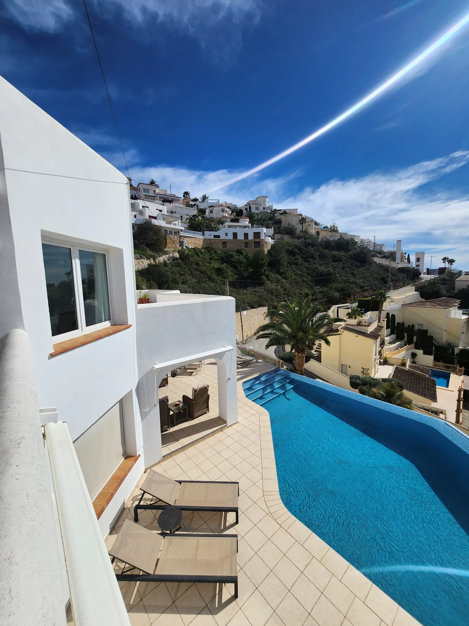 Villa Ibicenca con vistas al mar en Moraira El Portet Costa Blanca