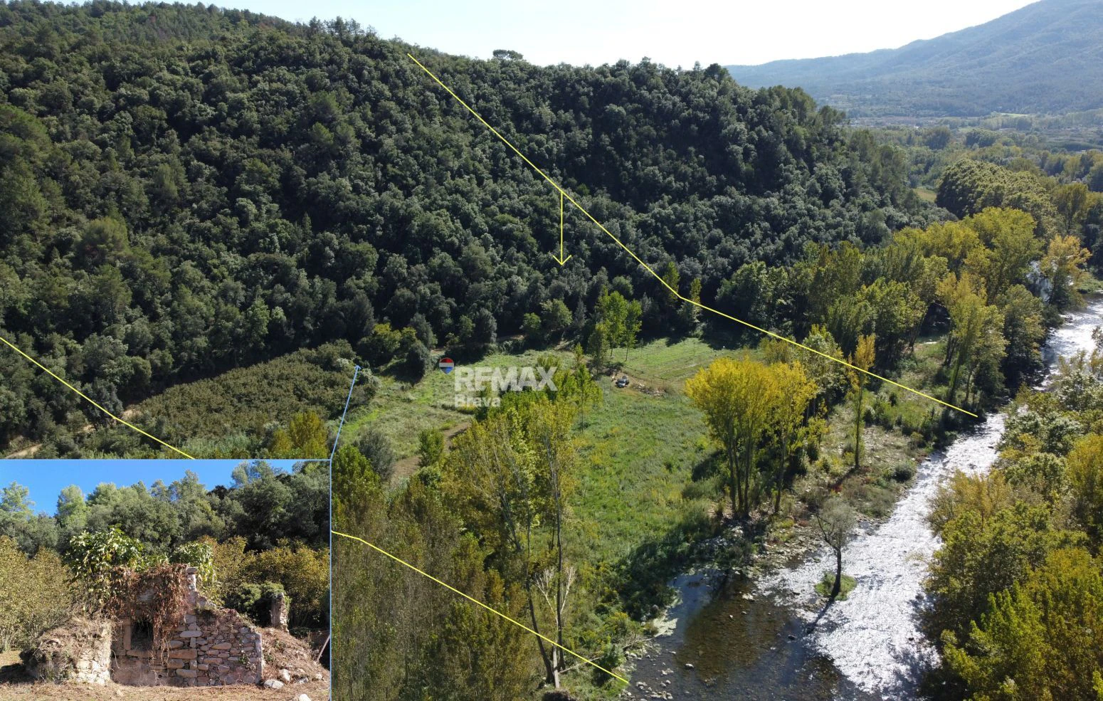 Finca única de 3,8 ha con masía y vistas al río Ter