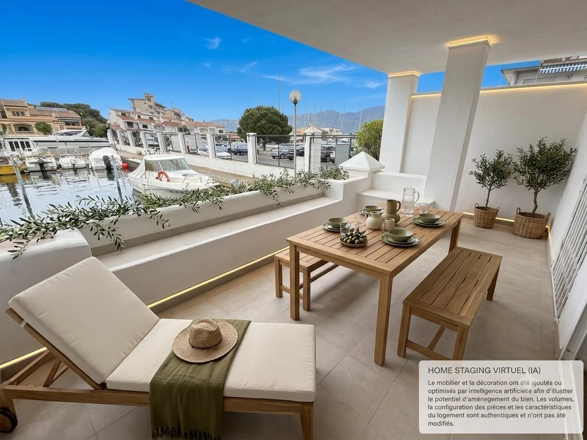 Exclusivo apartamento con amarre privado, gran terraza y licencia turística en Santa Margarida – Roses.