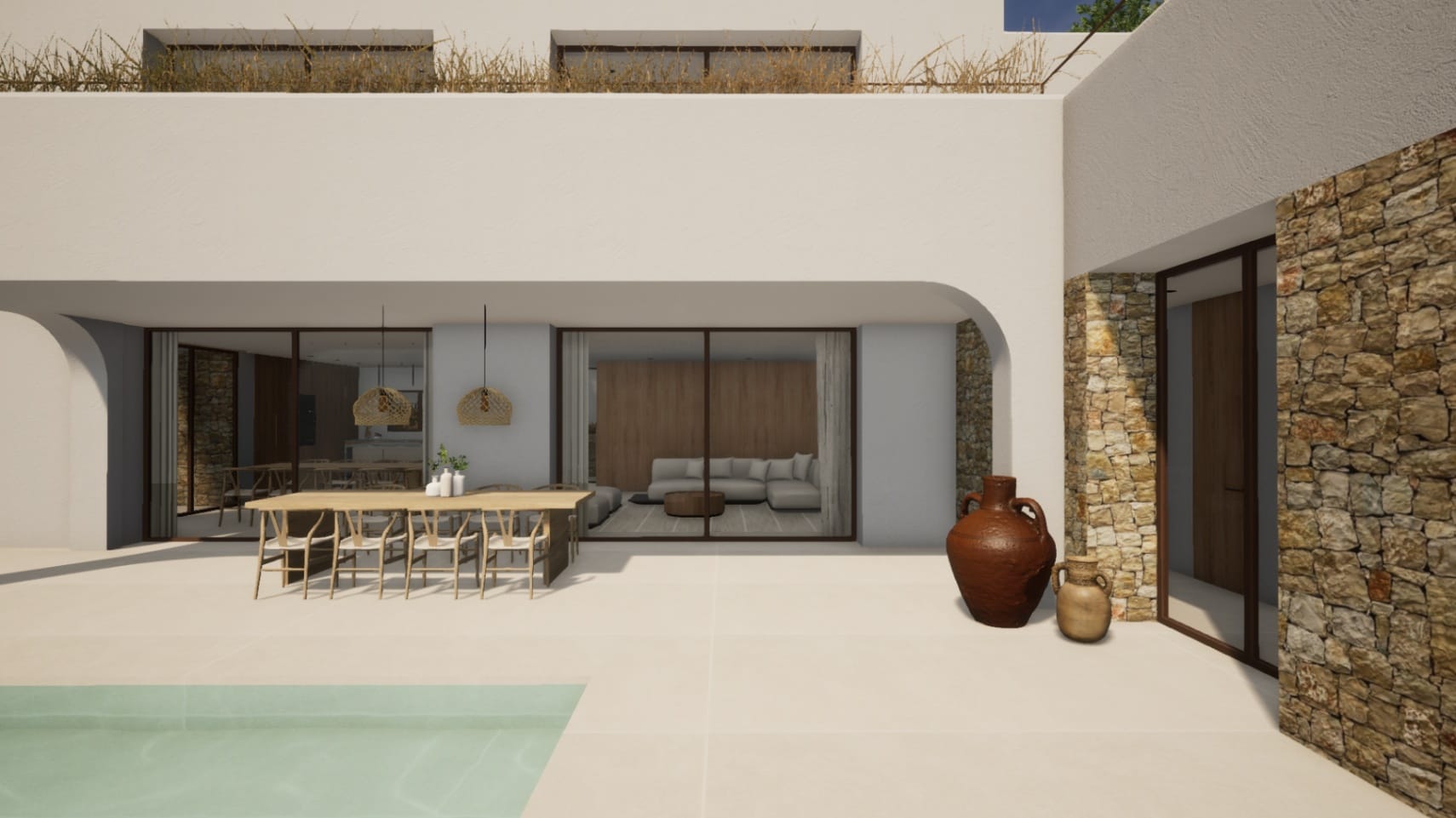 Chalet obra nueva estilo Ibicenco en venta en Costera del Mar Moraira,
