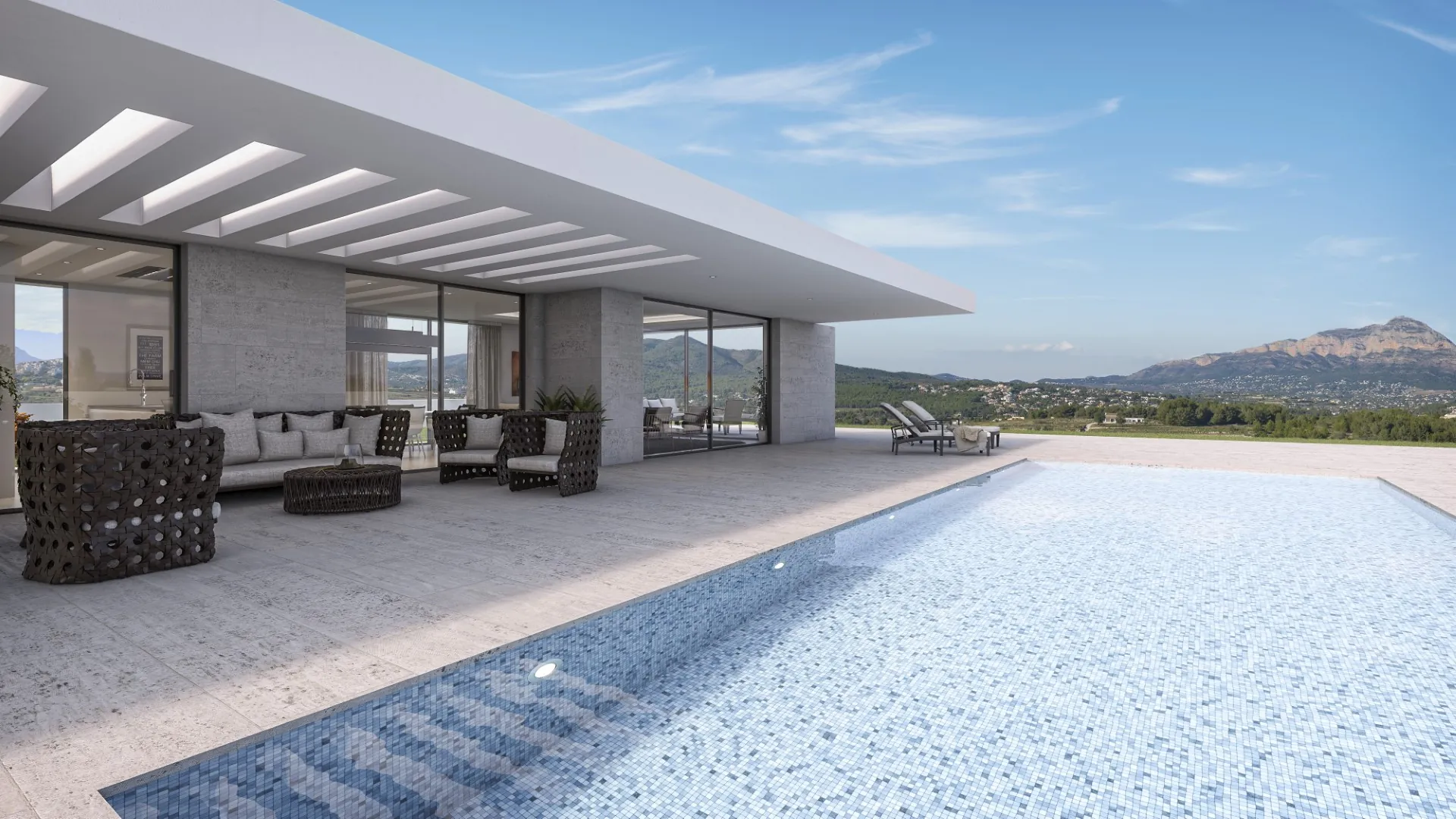Villa moderne de plain-pied avec vue sur la mer et la montagne à vendre à Jávea