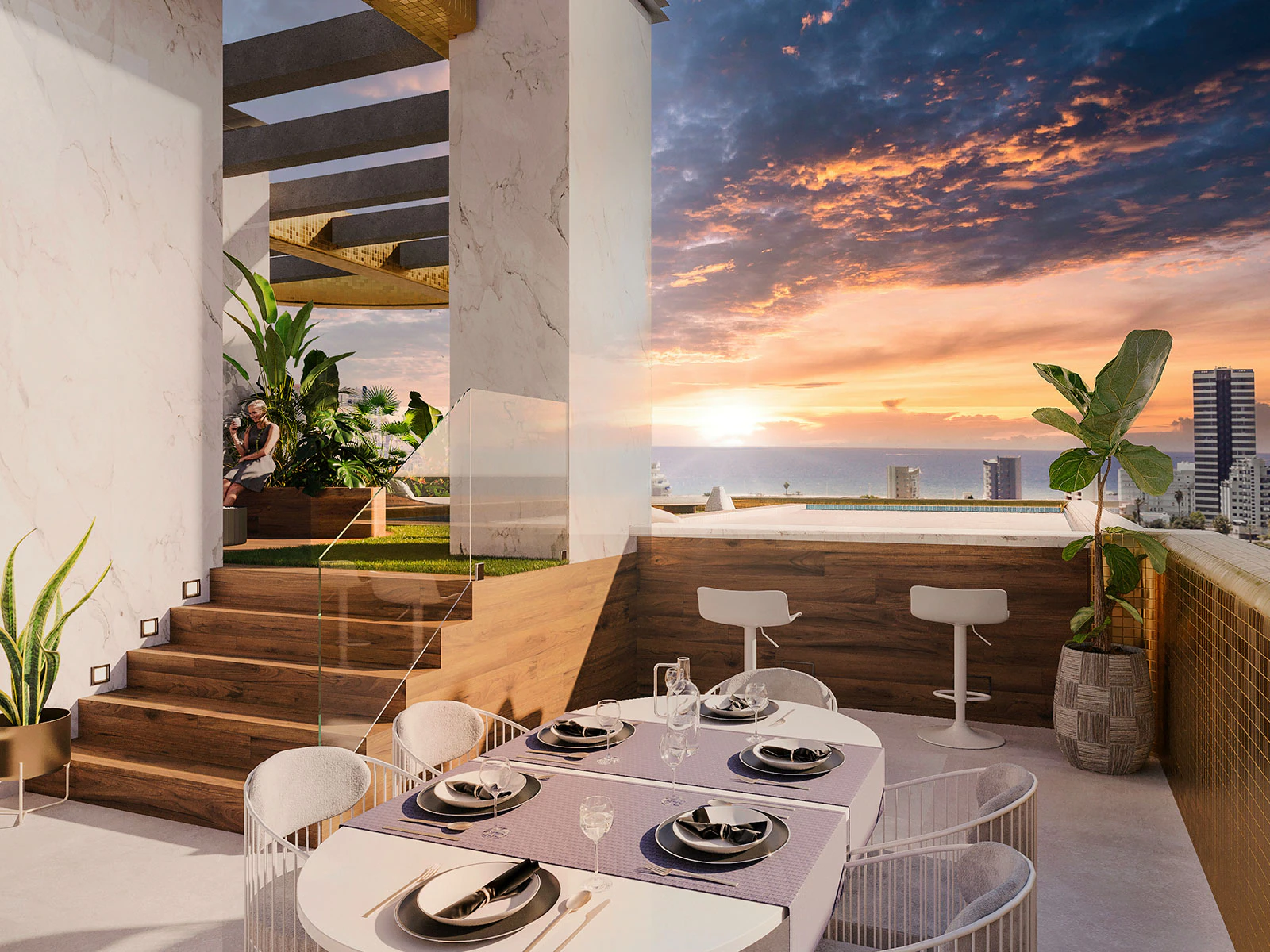 Nowy budynek Nowoczesny apartament na sprzedaż w Calpe z widokiem na morze i góry