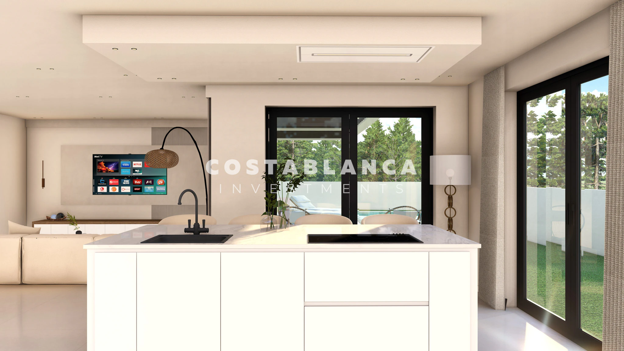 Contemporary Mediterranean Villas with Rooftop Solarium for sale in Finestrat