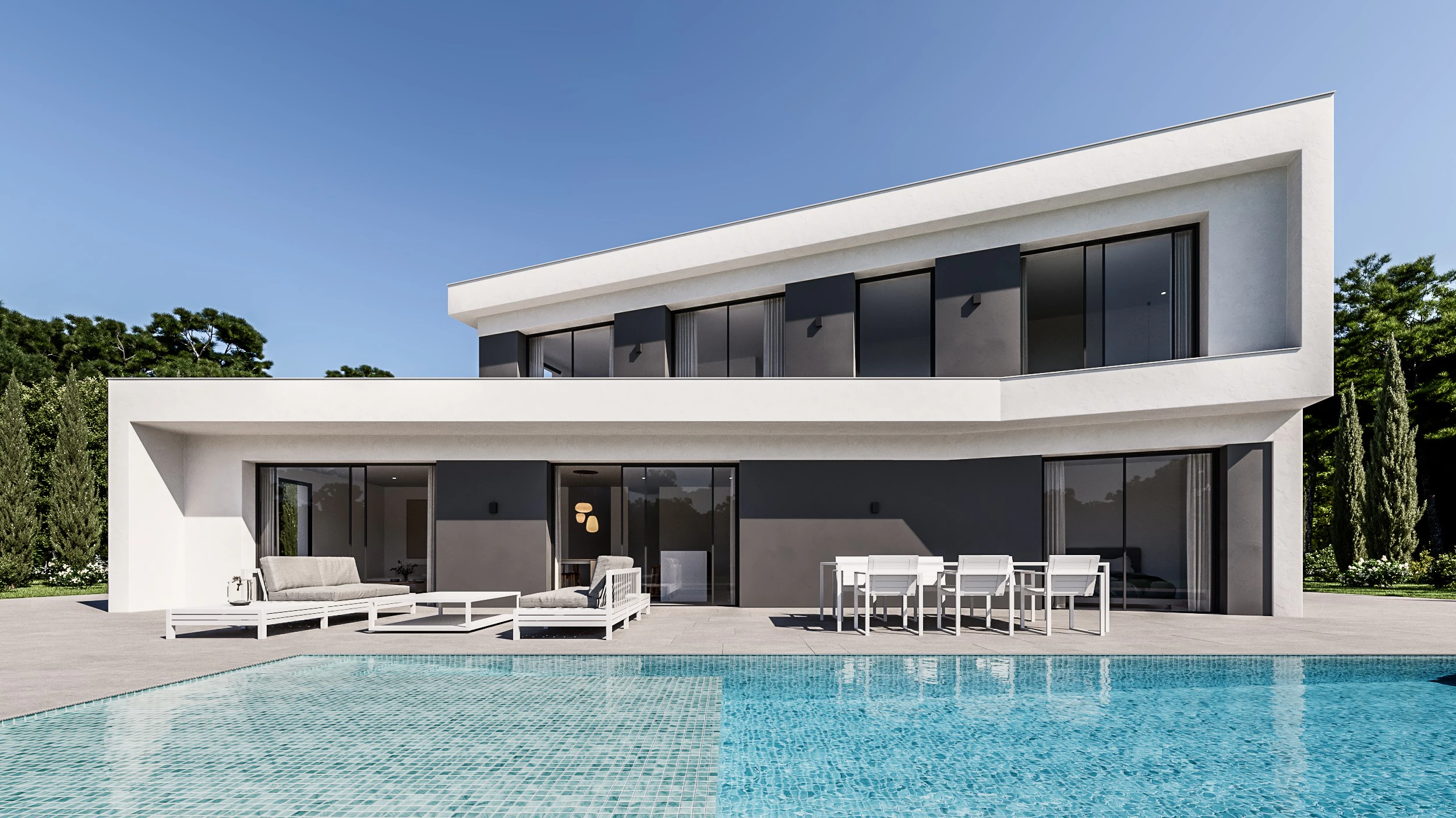 J23 - Élégante résidence de deux étages avec une vue imprenable sur la mer et la montagne à vendre à Javea