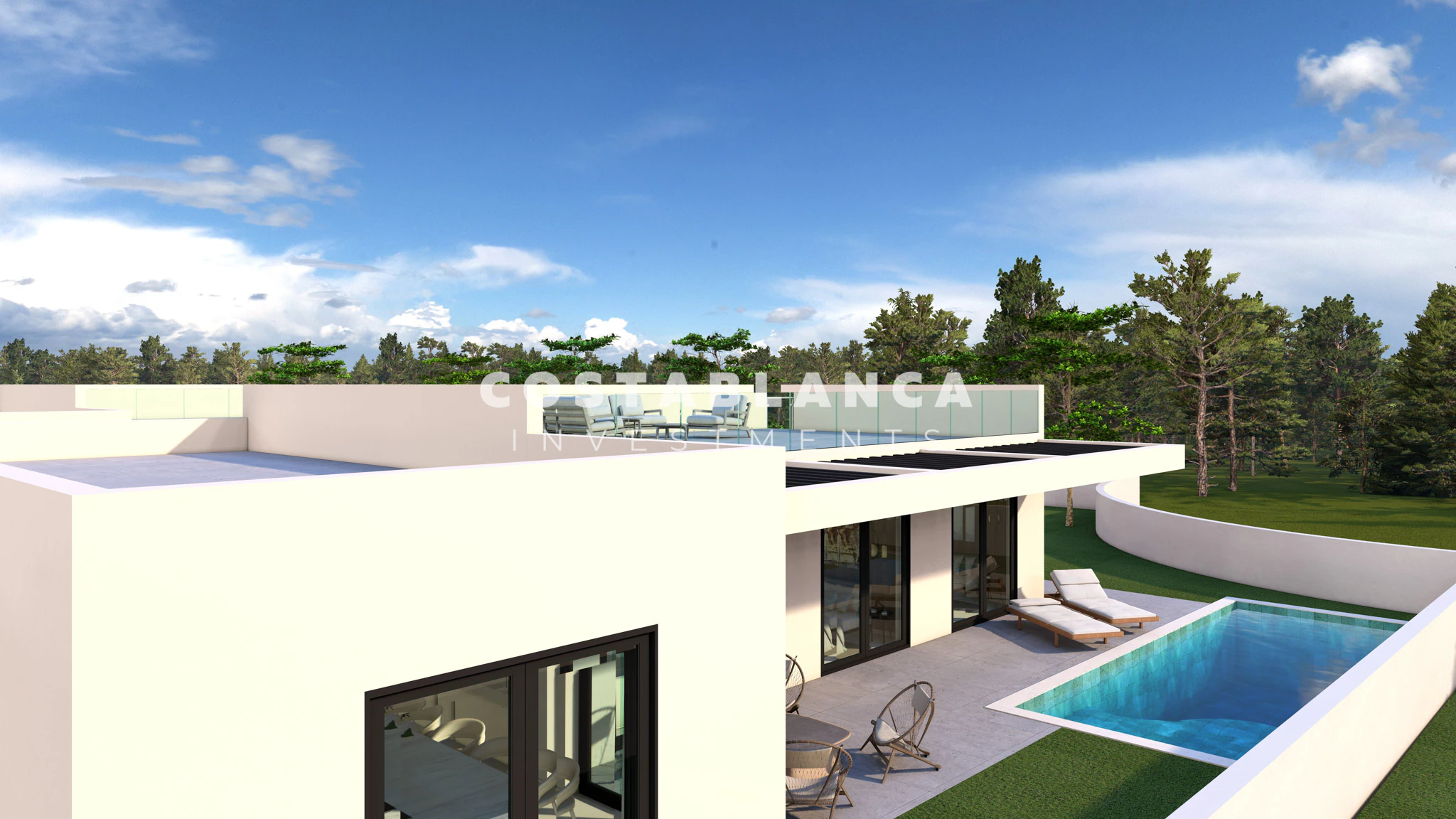 Contemporary Mediterranean Villas with Rooftop Solarium for sale in Finestrat