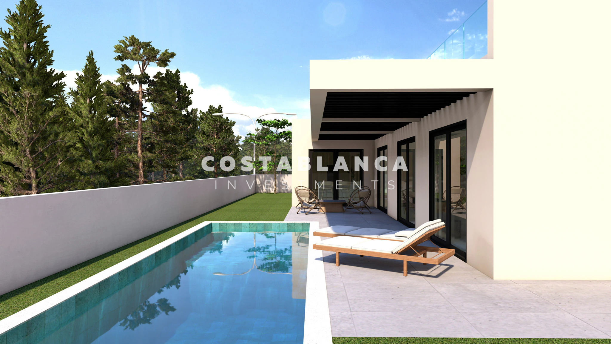 Contemporary Mediterranean Villas with Rooftop Solarium for sale in Finestrat
