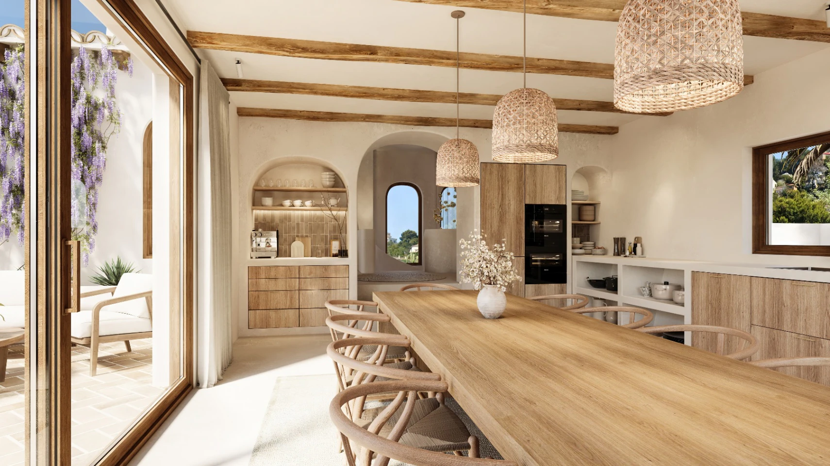 Villa de lujo al estilo de Ibiza con vistas al mar en Moraira – finalización a principios de 2026