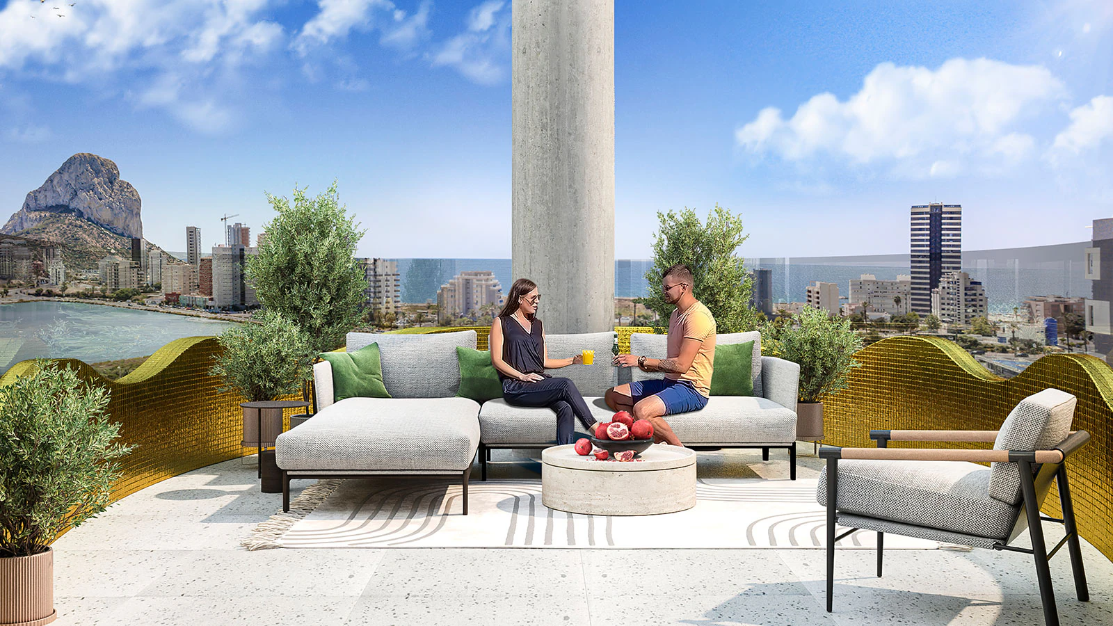 Nowy budynek Nowoczesny apartament na sprzedaż w Calpe z widokiem na morze i góry