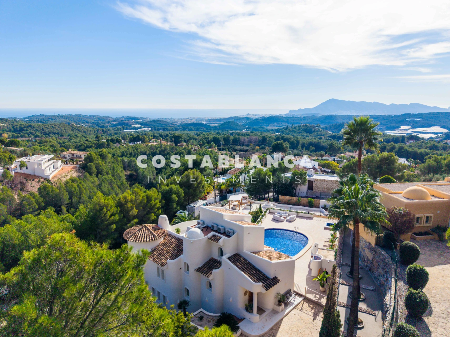 Ibiza Style Villa with Panoramic Views over Altea Bay and the Mediterranean Sea
