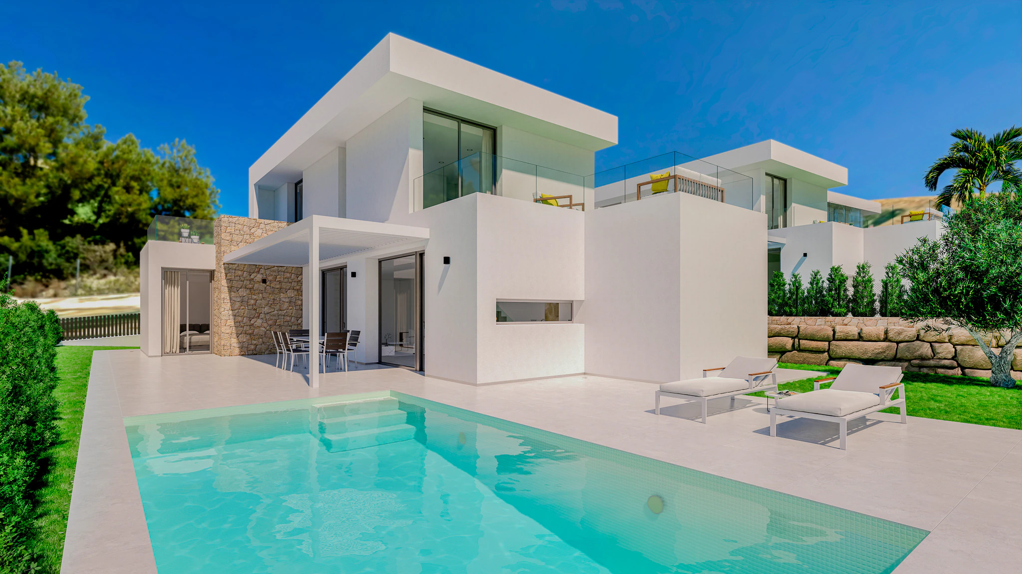 Villa neuve à vendre à Finestrat avec vue sur la mer et garage