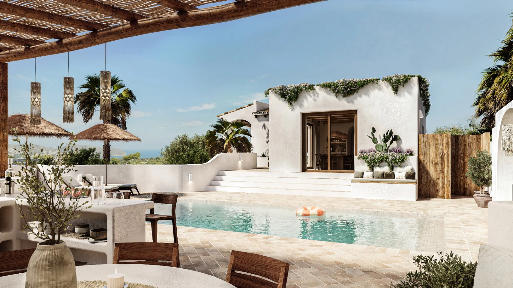 Villa de lujo al estilo de Ibiza con vistas al mar en Moraira – finalización a principios de 2026